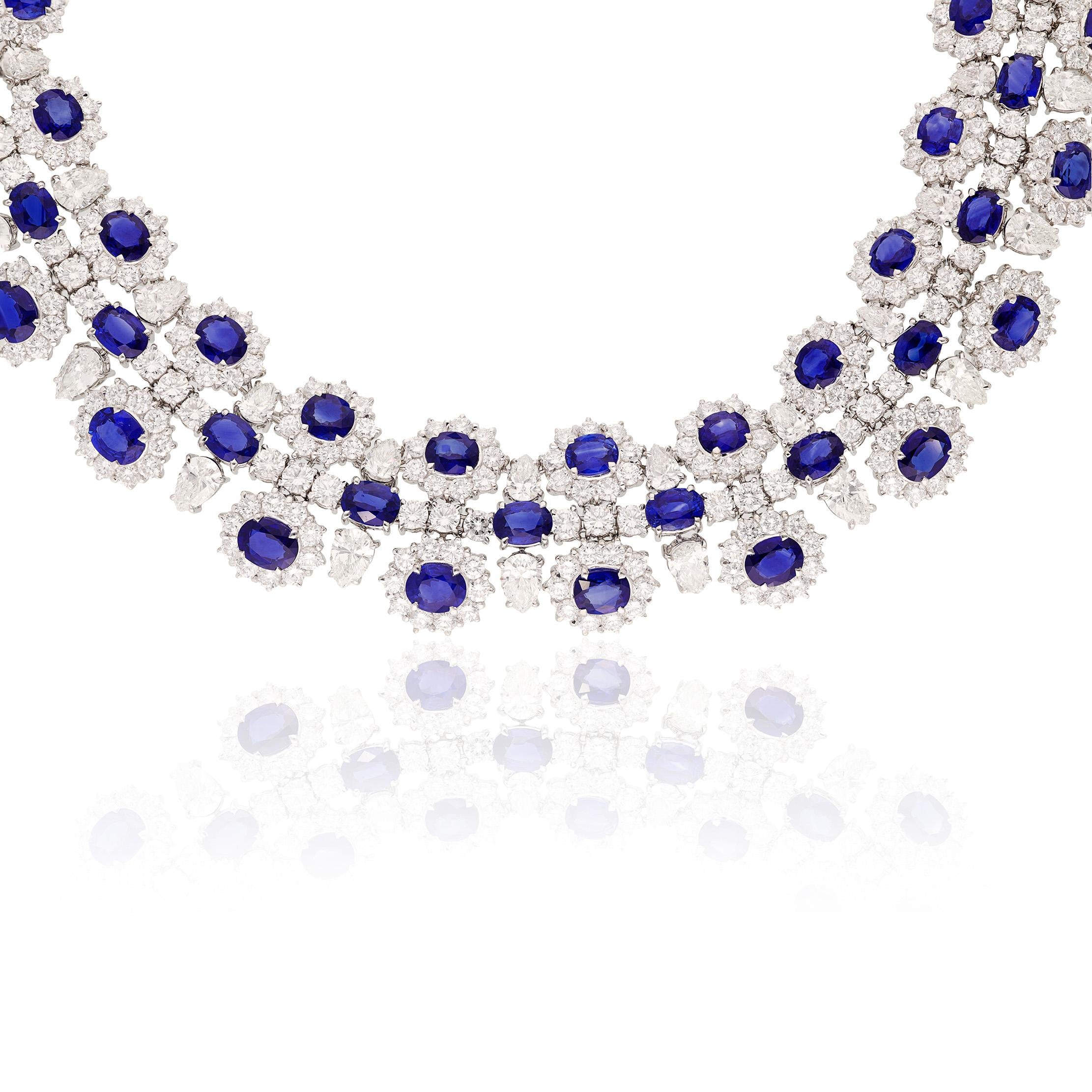18K White Gold Sapphire and Diamond Parure