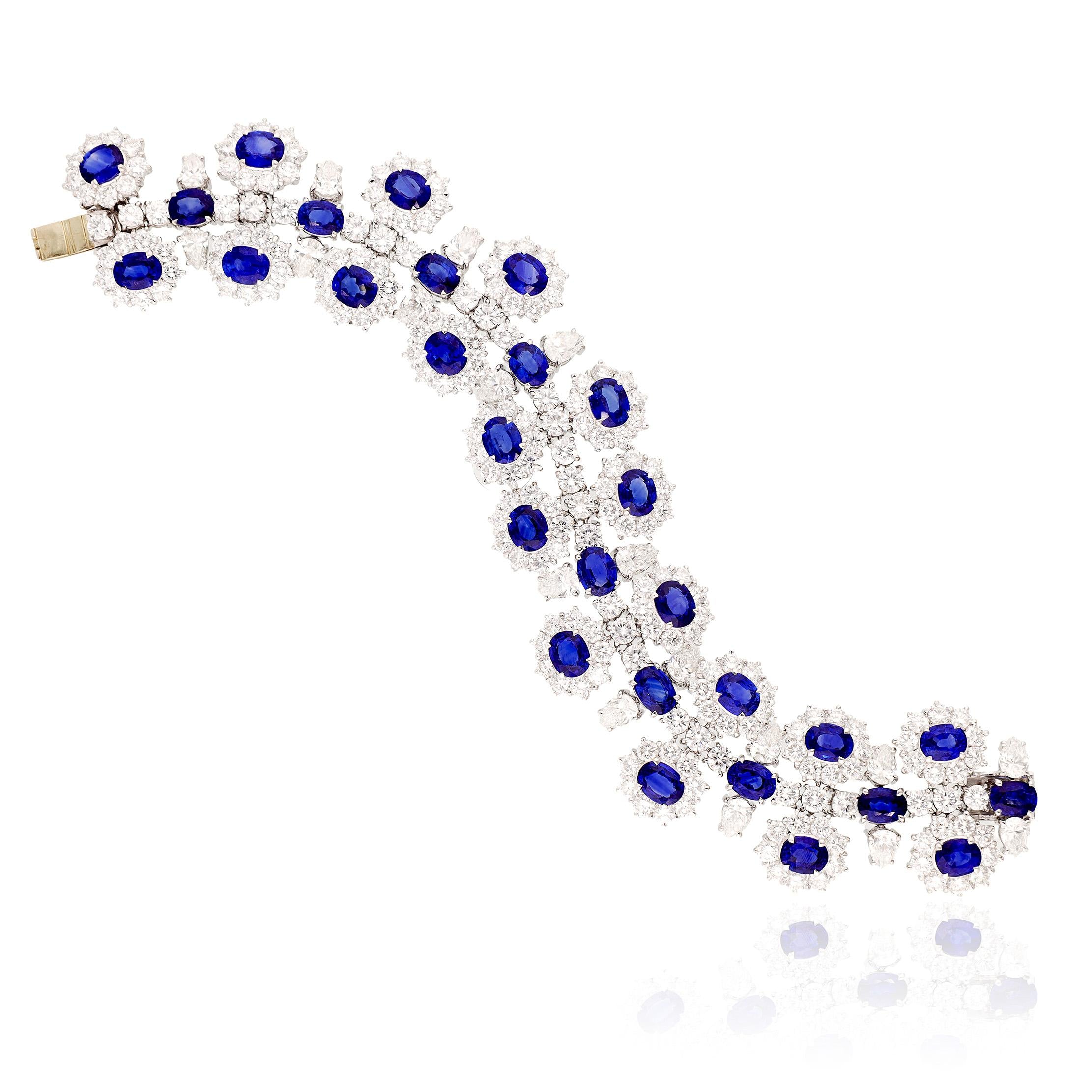 18K White Gold Sapphire and Diamond Parure