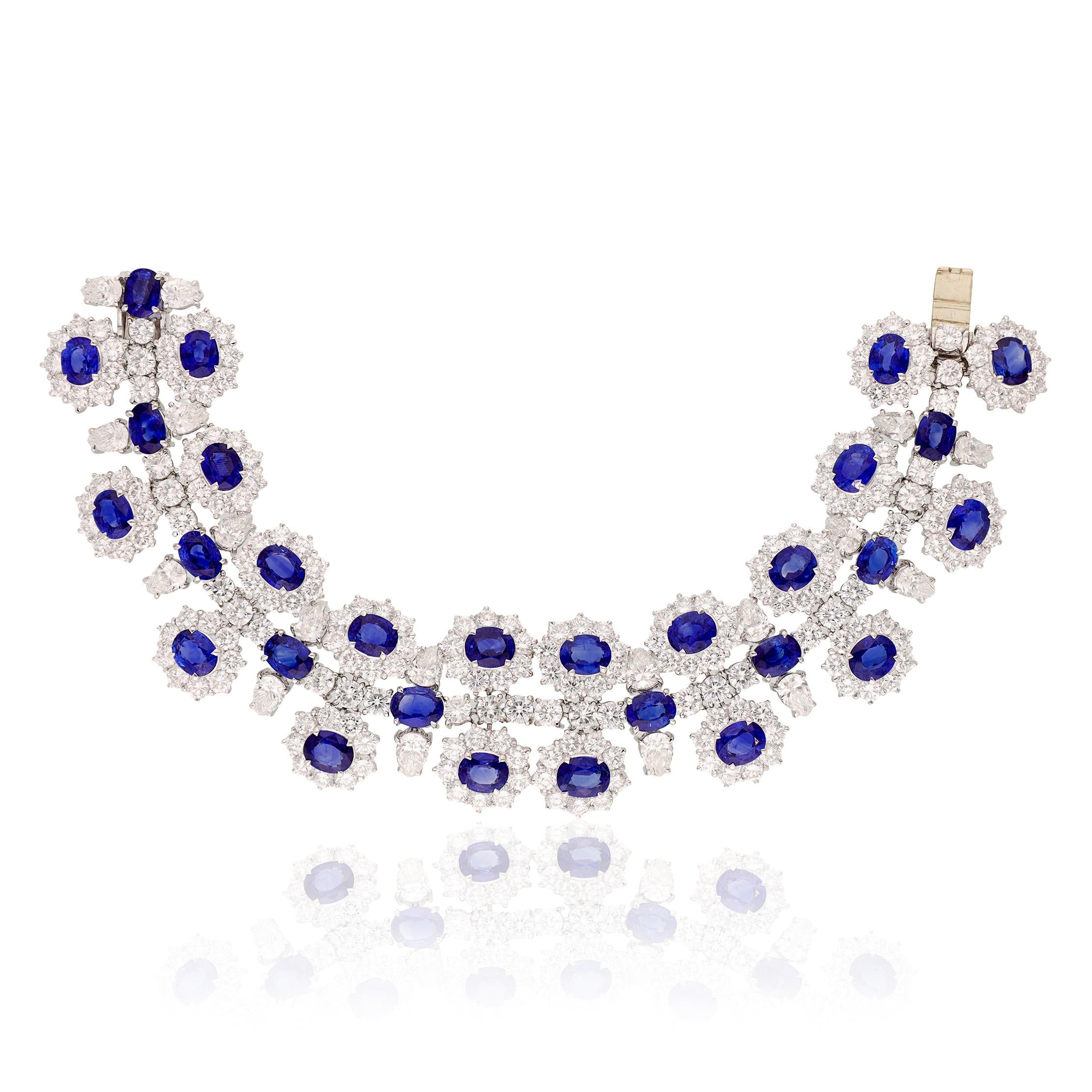 18K White Gold Sapphire and Diamond Parure