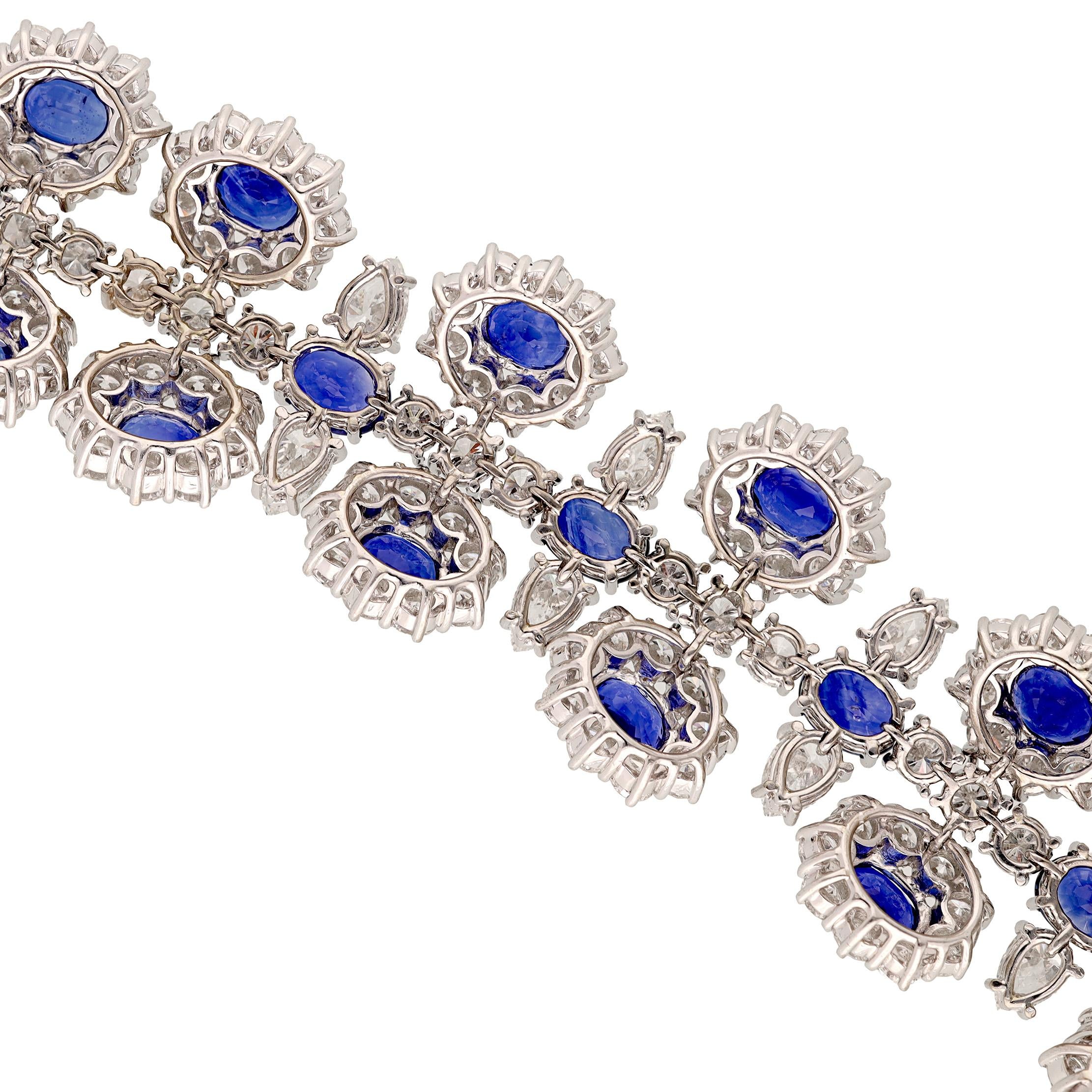 18K White Gold Sapphire and Diamond Parure