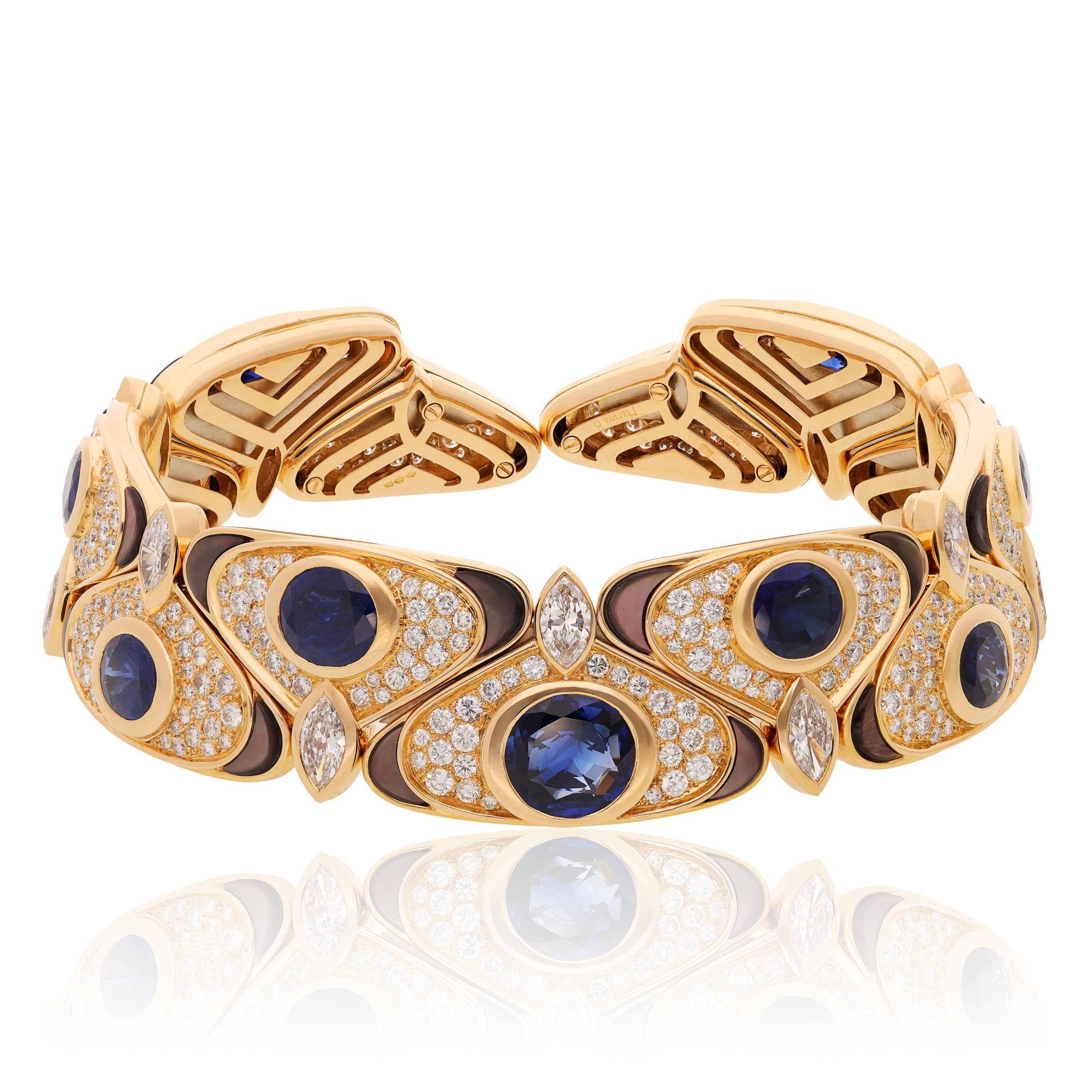 MARINA B. SAPPHIRE, DIAMOND AND GREY MOTHER-OF-PEARL COLLAR NECKLACE