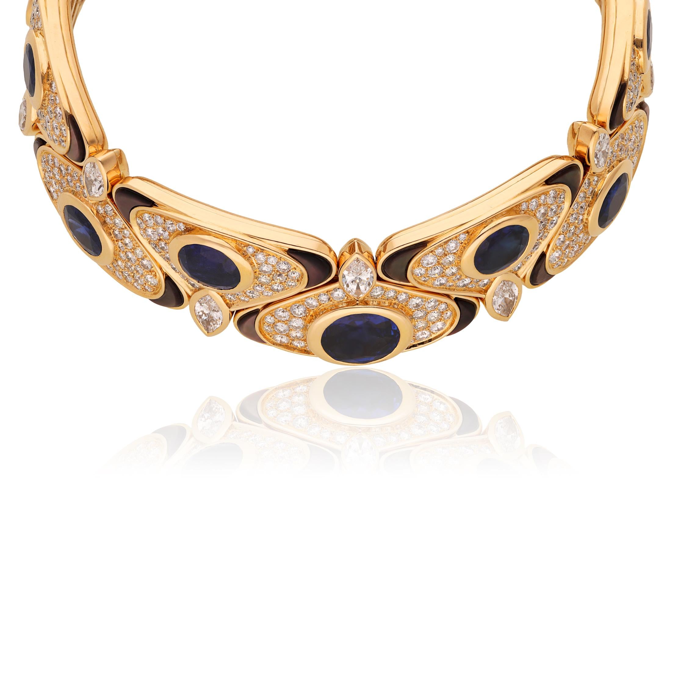 MARINA B. SAPPHIRE, DIAMOND AND GREY MOTHER-OF-PEARL COLLAR NECKLACE