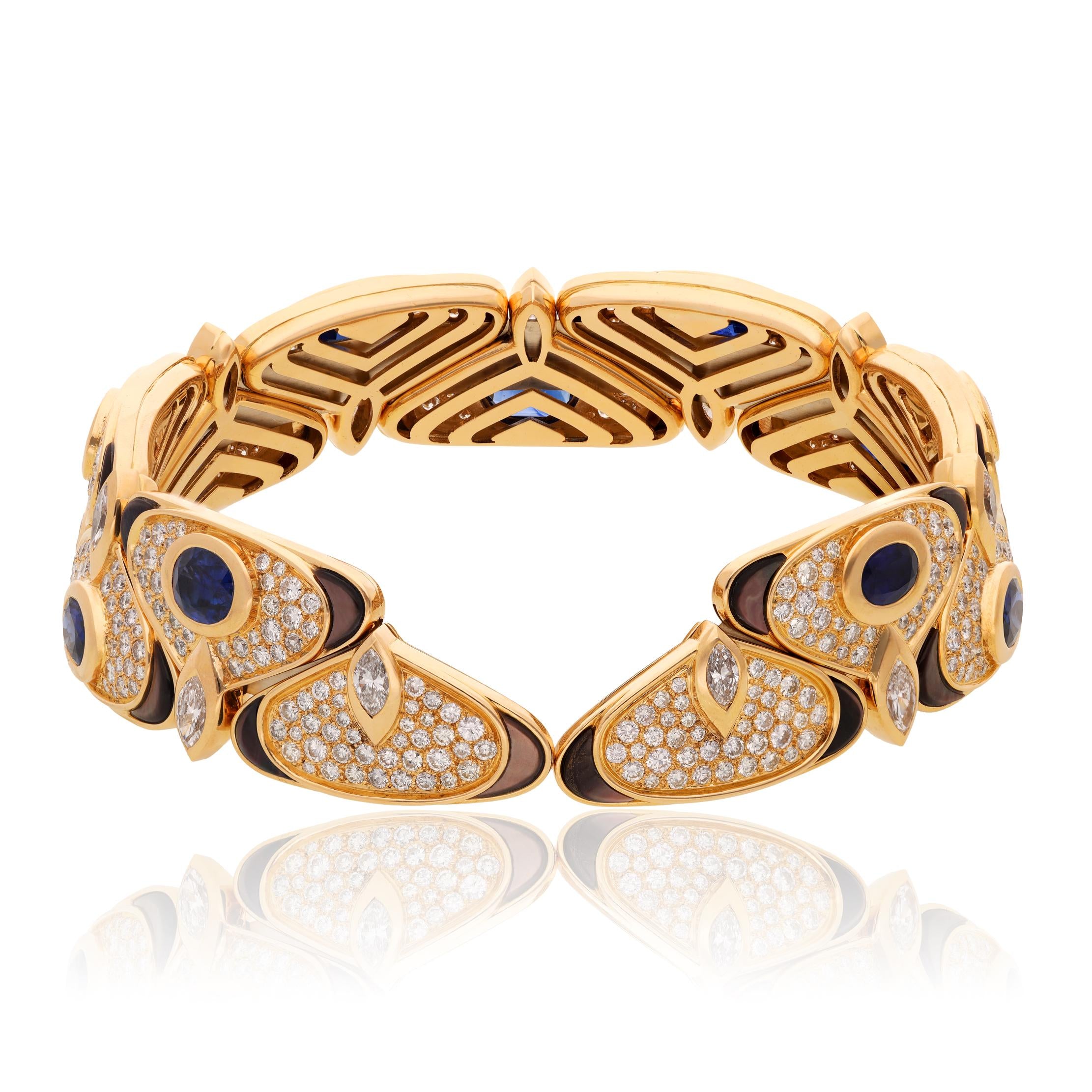 MARINA B. SAPPHIRE, DIAMOND AND GREY MOTHER-OF-PEARL COLLAR NECKLACE