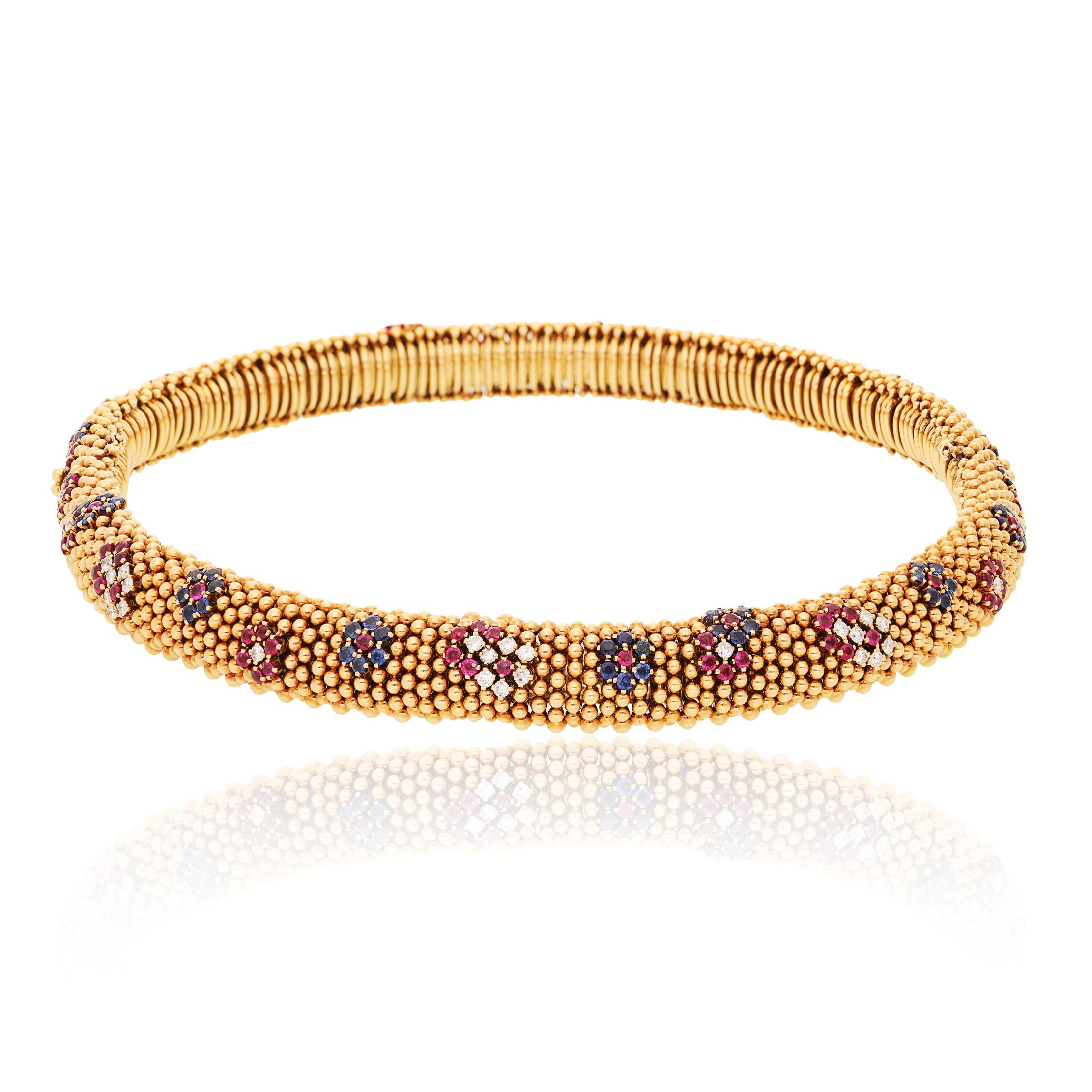 VAN CLEEF & ARPELS Ruby & Sapphire Couscous Necklace with Convertible Bracelets