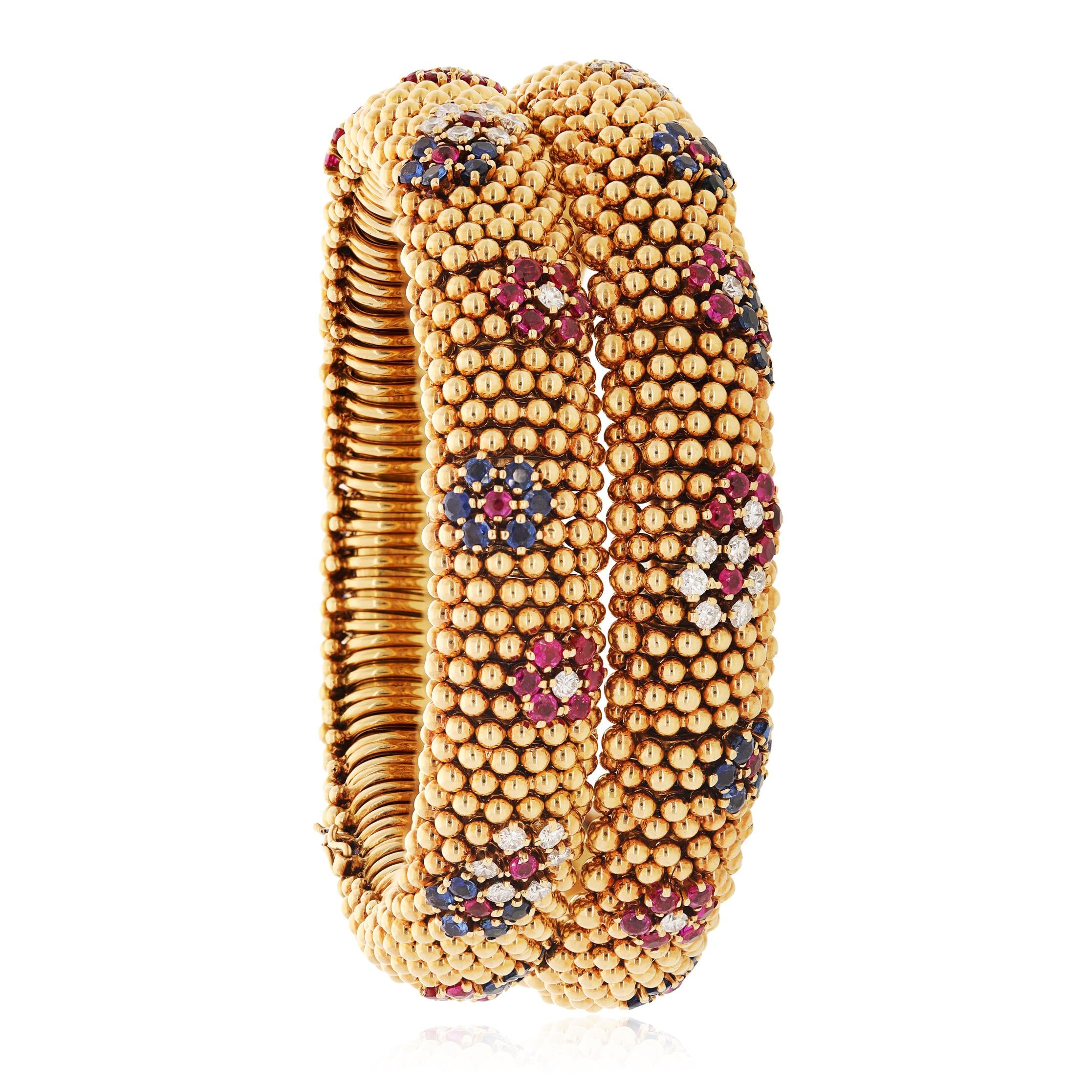 VAN CLEEF & ARPELS Ruby & Sapphire Couscous Necklace with Convertible Bracelets