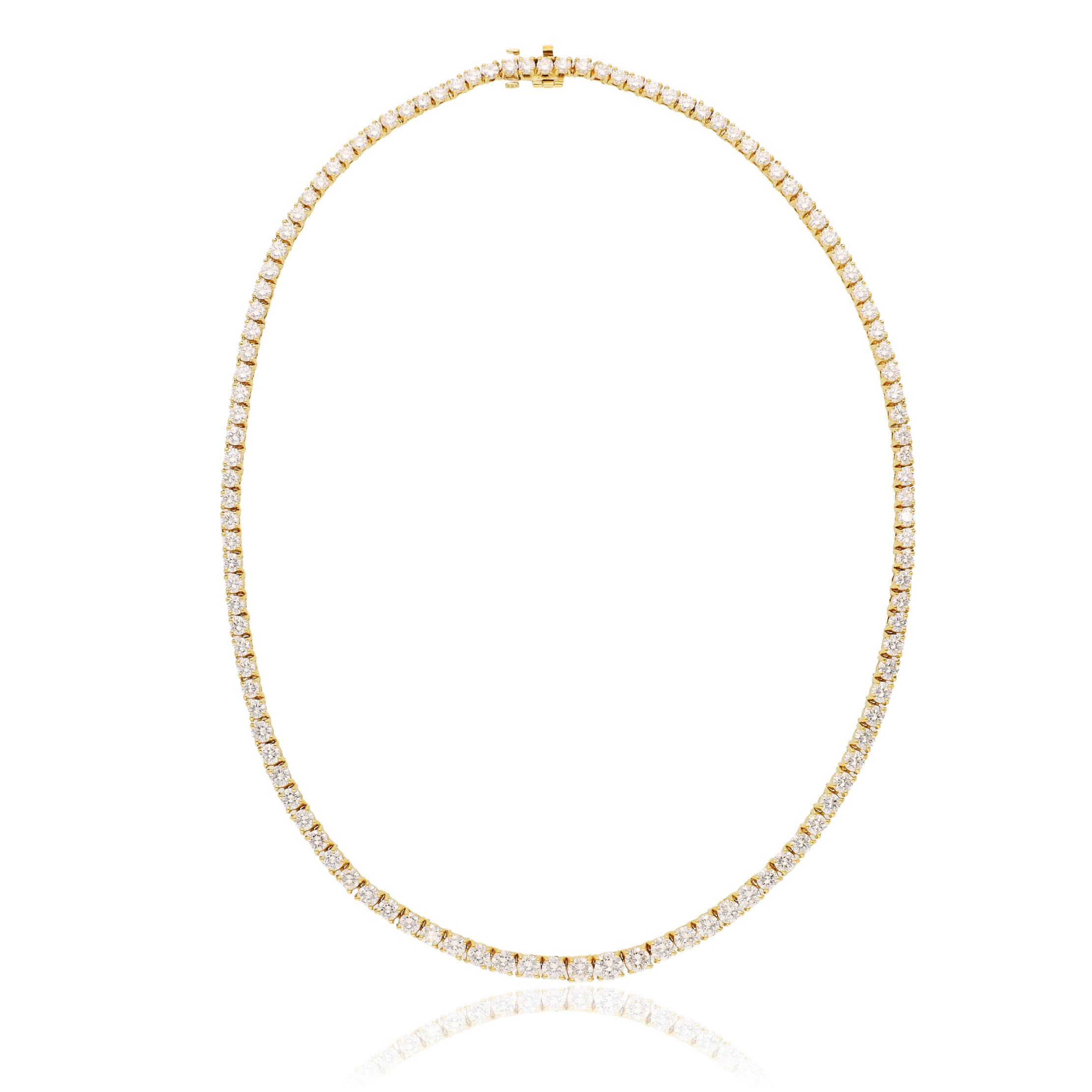 TIFFANY & CO. 18K Yellow Gold Graduating Diamond Straight Line Necklace