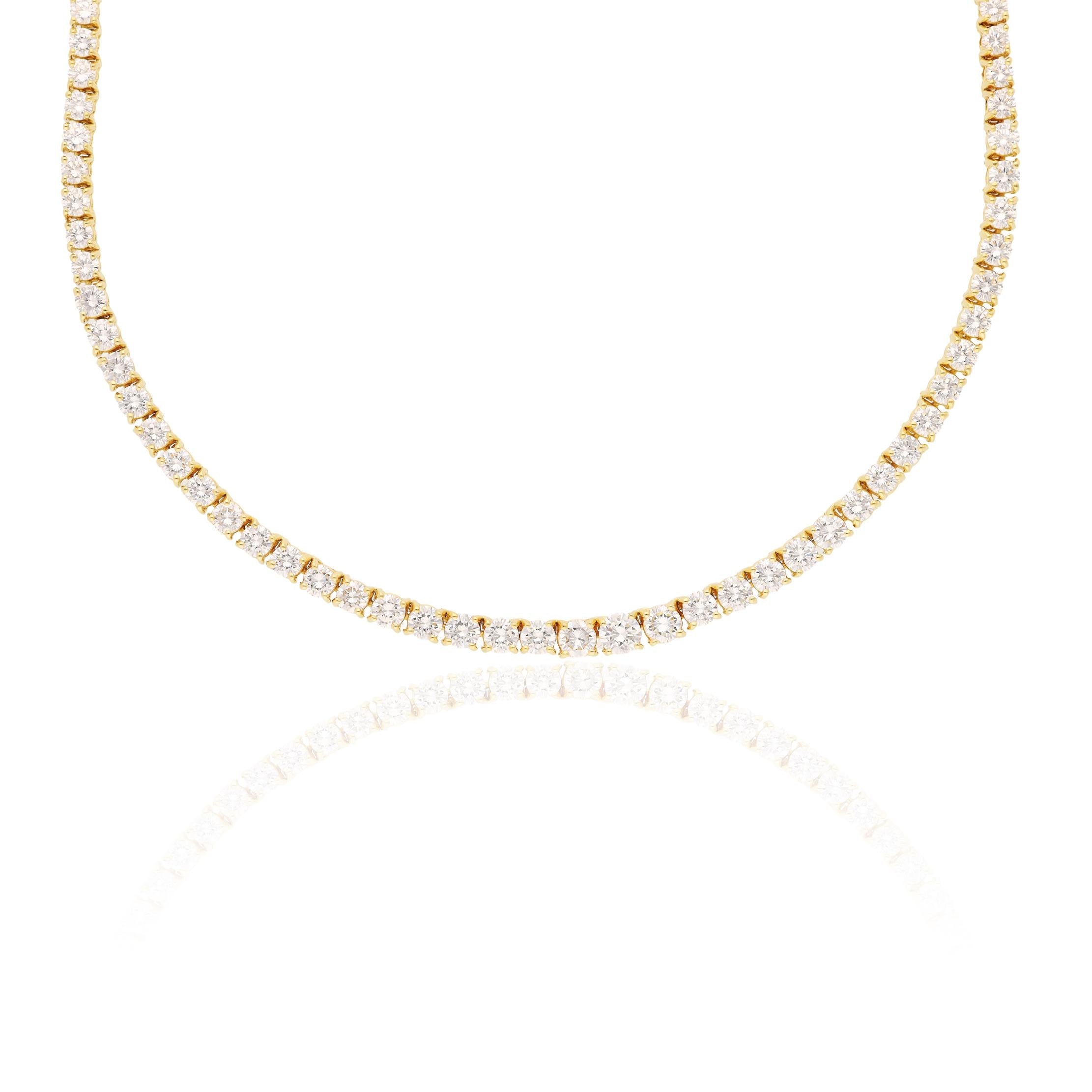 TIFFANY & CO. 18K Yellow Gold Graduating Diamond Straight Line Necklace
