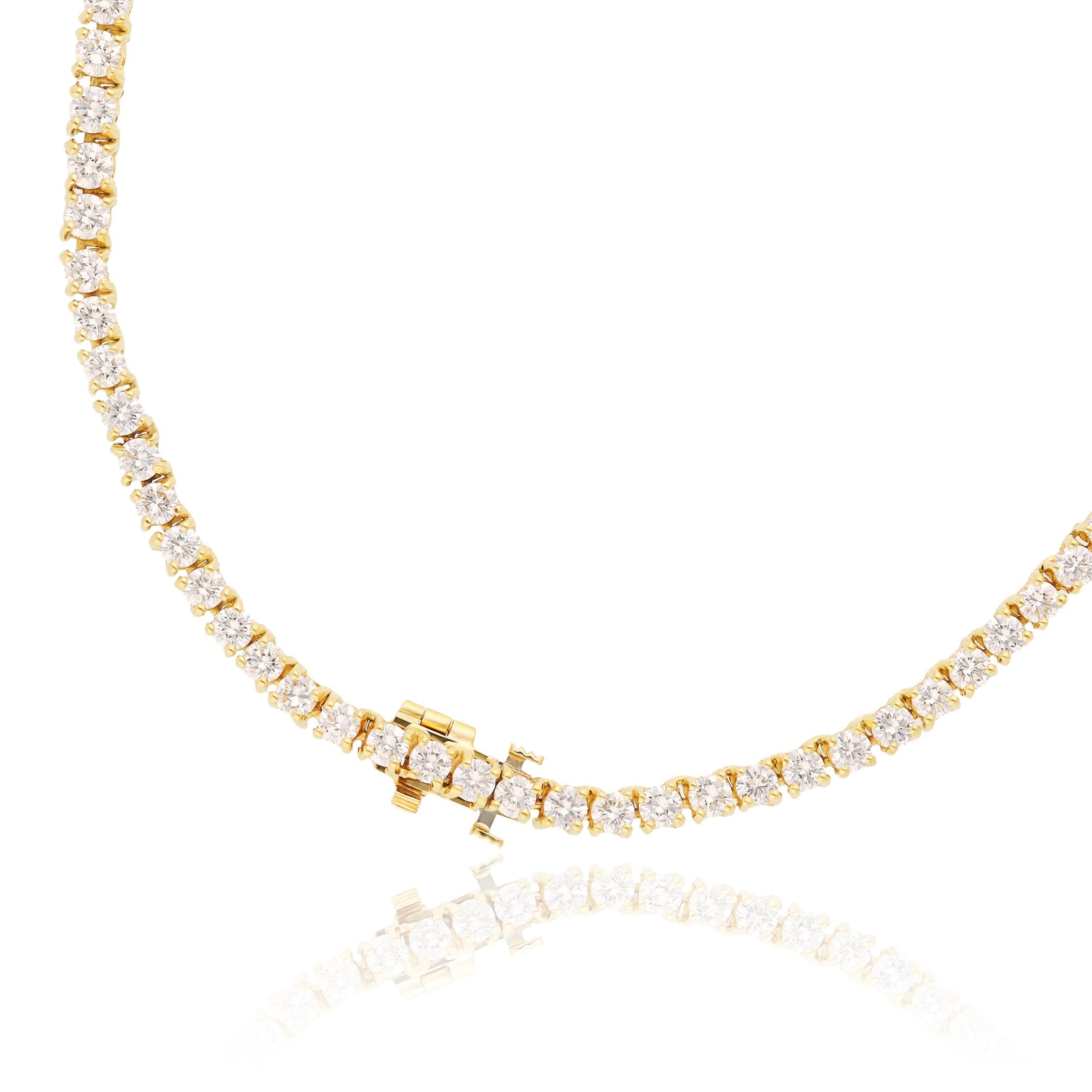 TIFFANY & CO. 18K Yellow Gold Graduating Diamond Straight Line Necklace