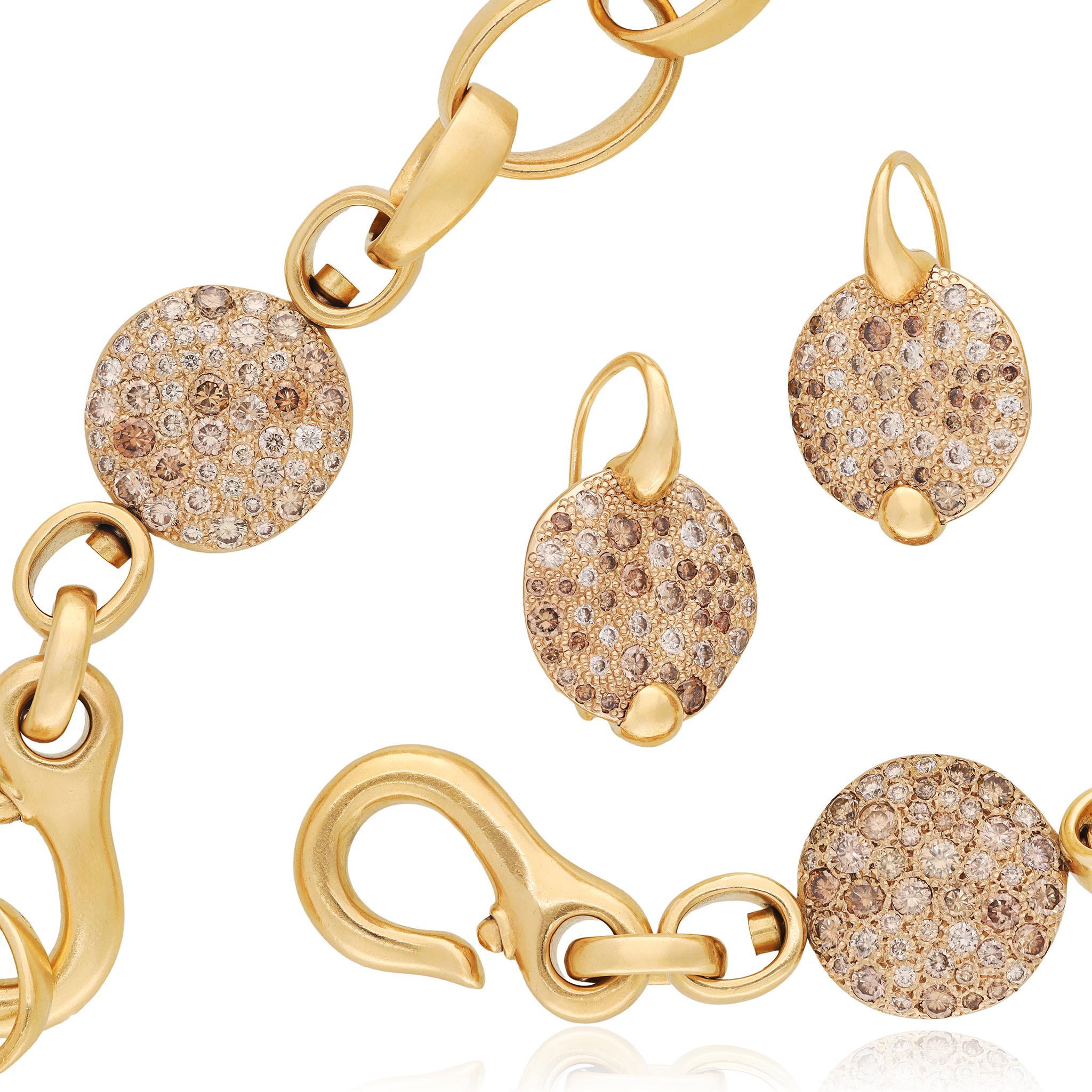 POMELLATO 18K Fancy Colored Diamond Link Necklace, Bracelet, and Earrings Suite