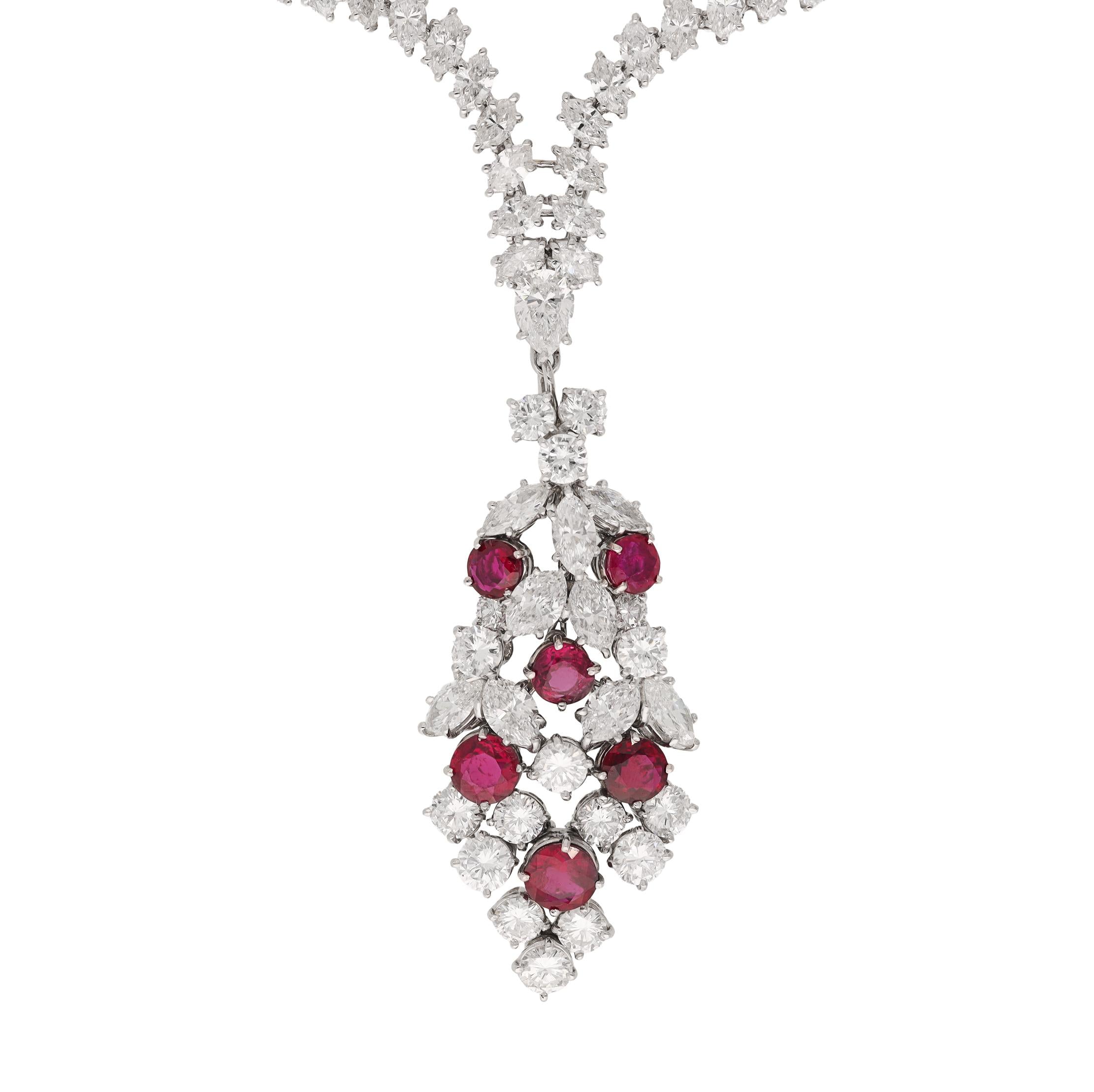 HARRY WINSTON Platinum and Unheated Burma Ruby Necklace
