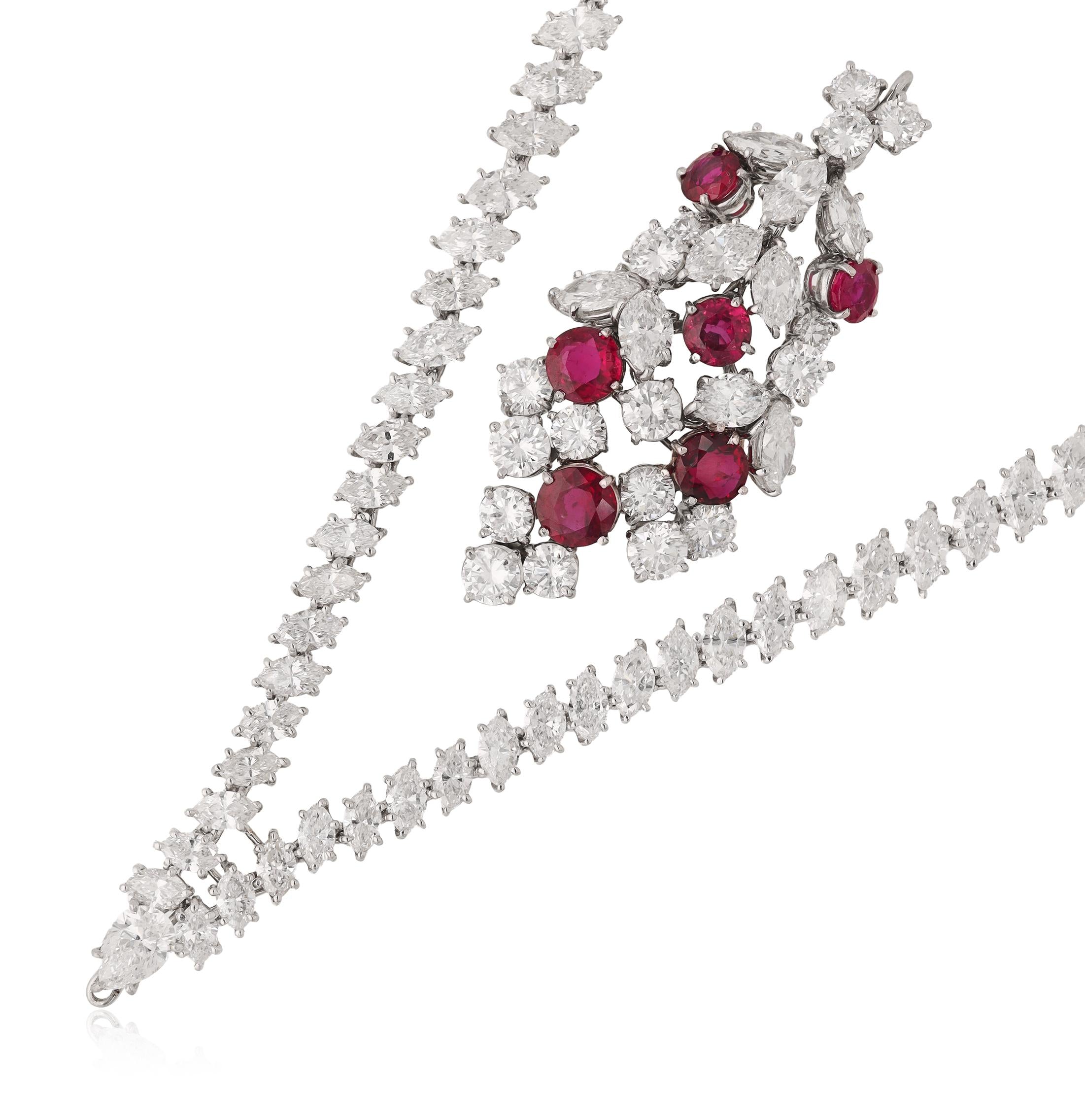 HARRY WINSTON Platinum and Unheated Burma Ruby Necklace