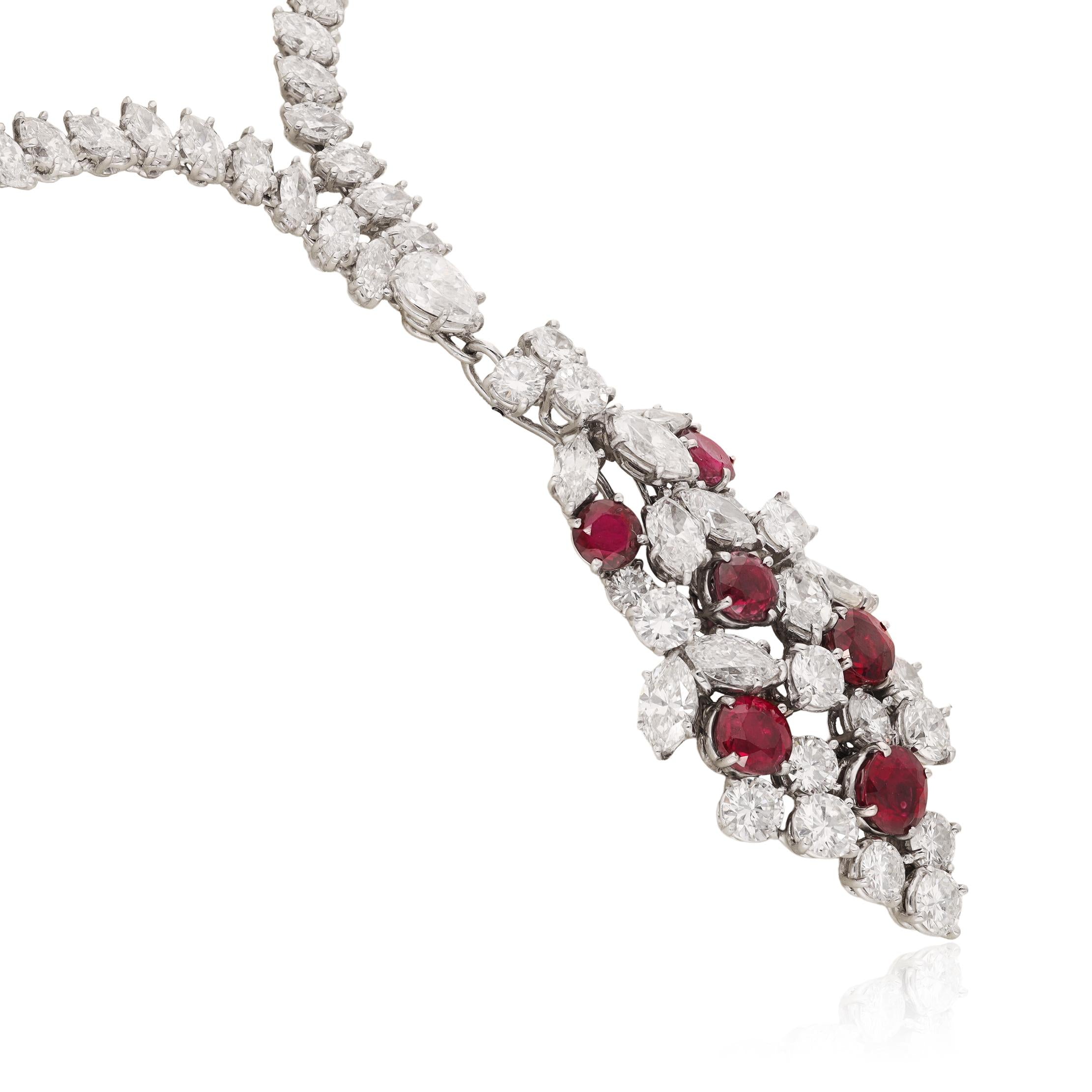 HARRY WINSTON Platinum and Unheated Burma Ruby Necklace