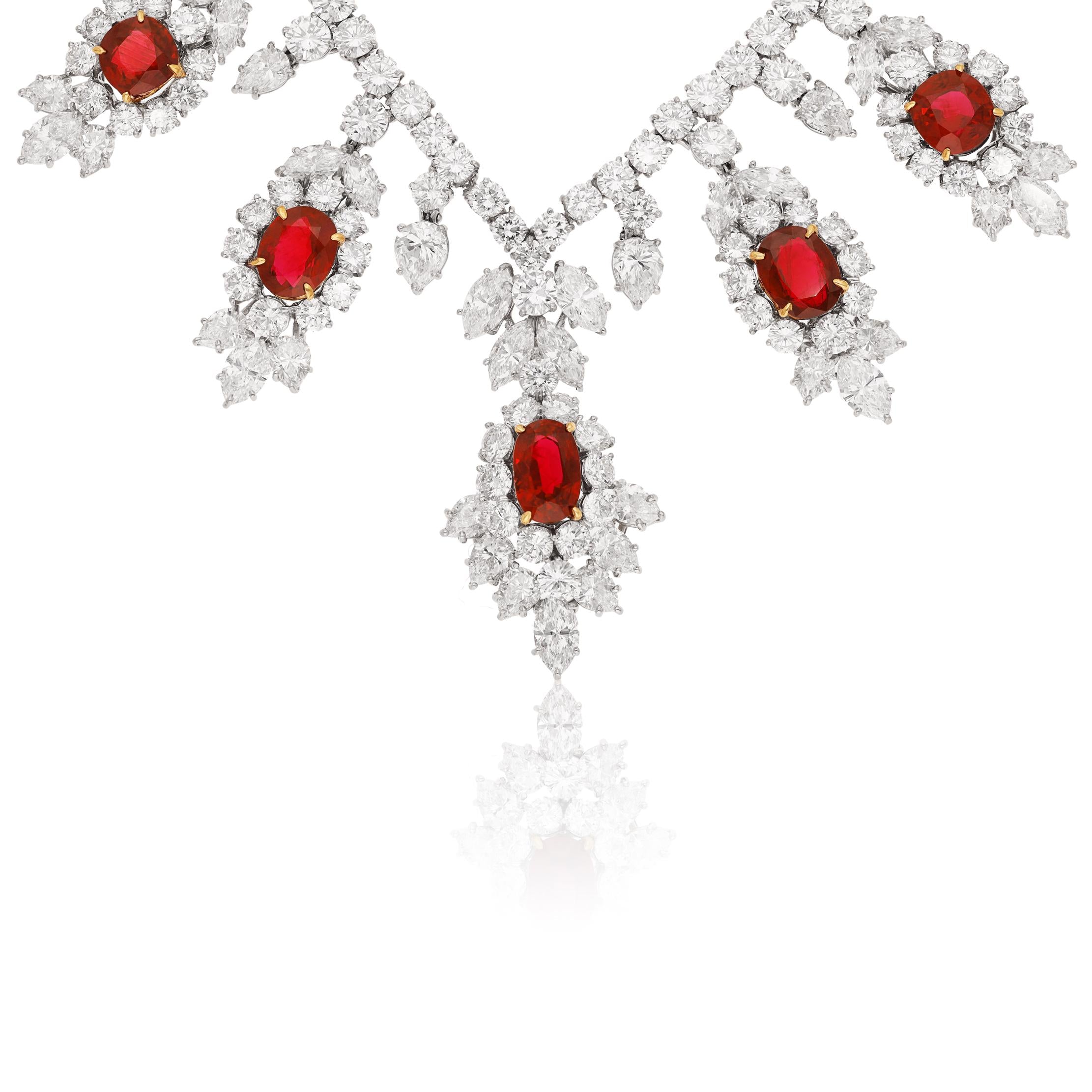 HARRY WINSTON Platinum & 18K White Gold No Heat Ruby and Diamond Necklace