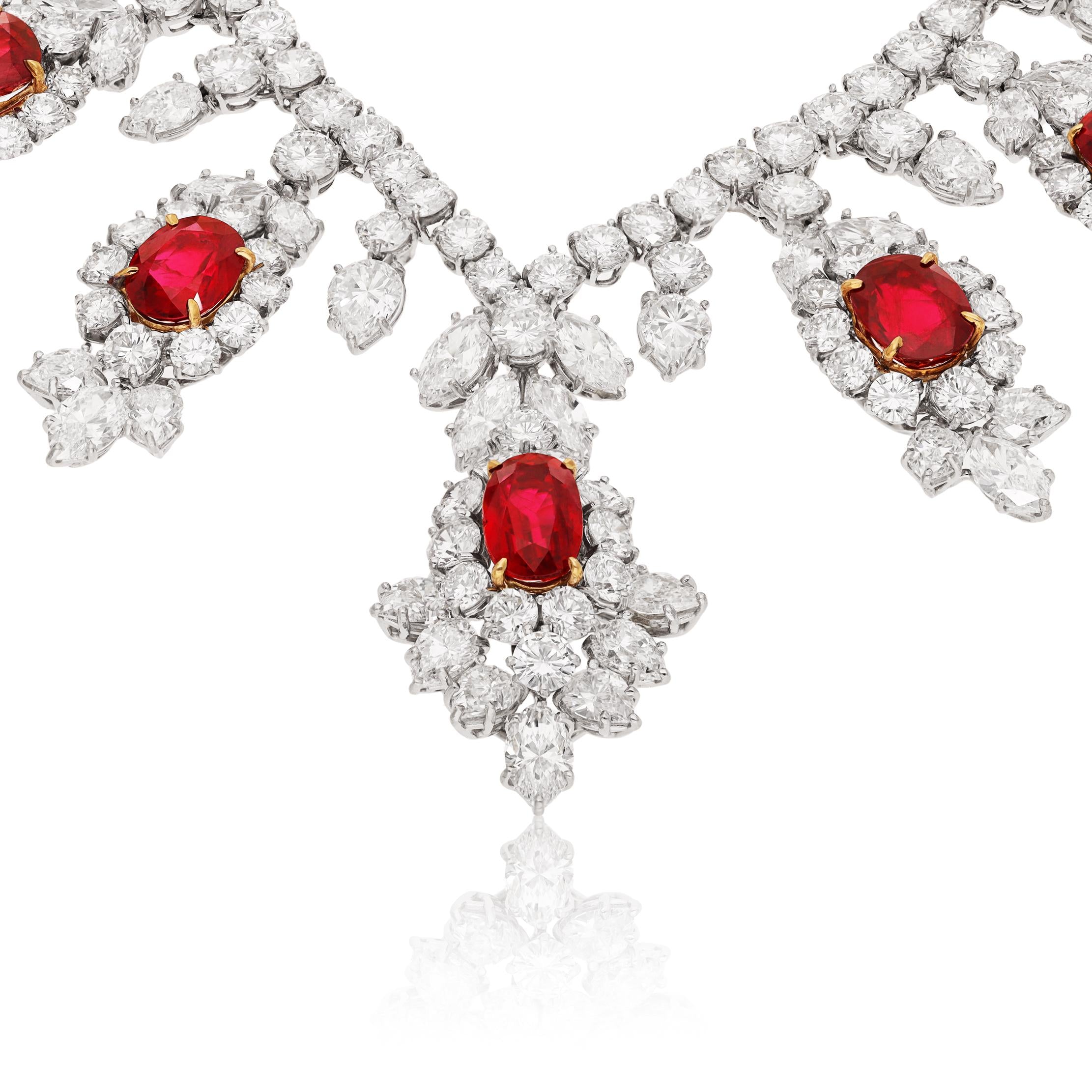 HARRY WINSTON Platinum & 18K White Gold No Heat Ruby and Diamond Necklace