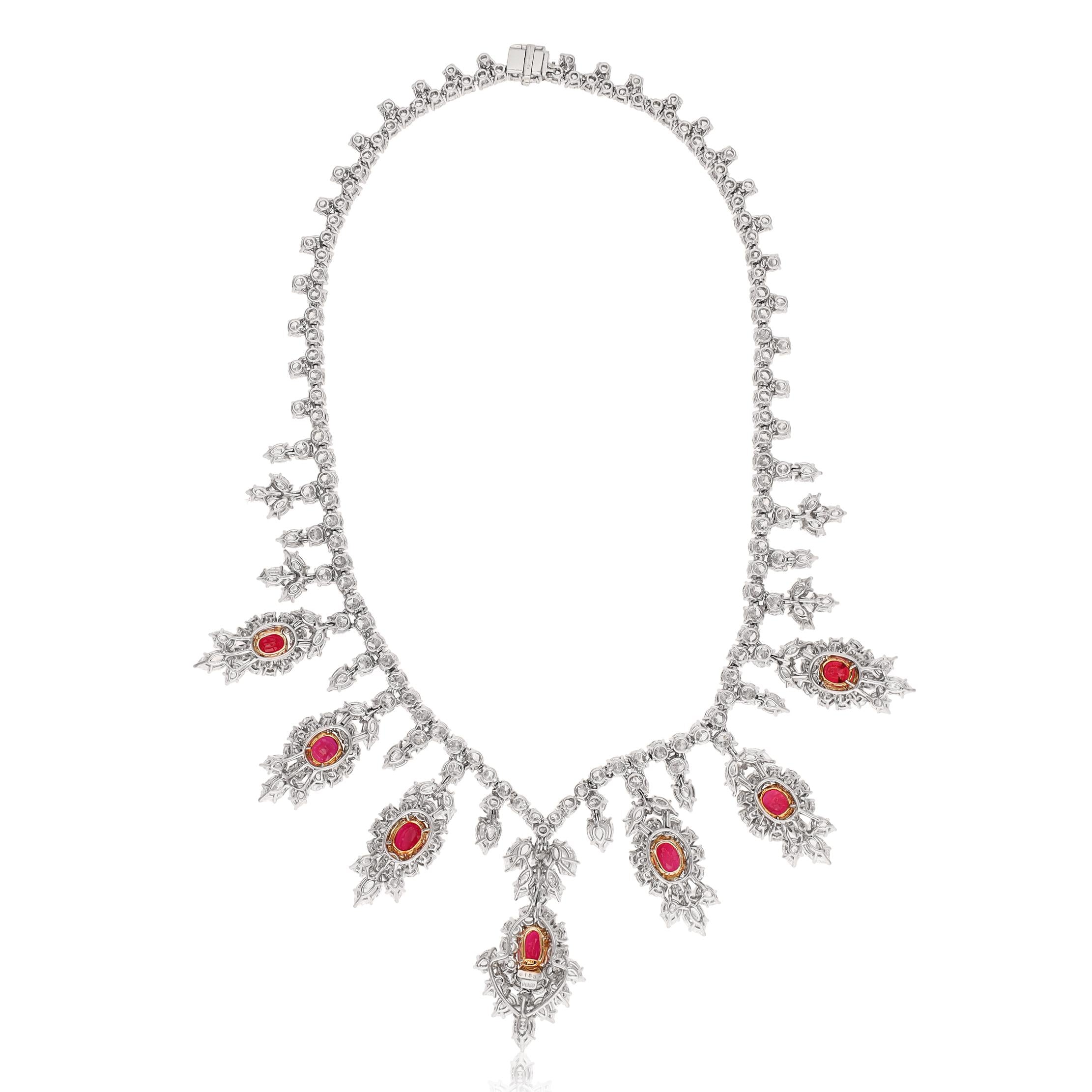 HARRY WINSTON Platinum & 18K White Gold No Heat Ruby and Diamond Necklace