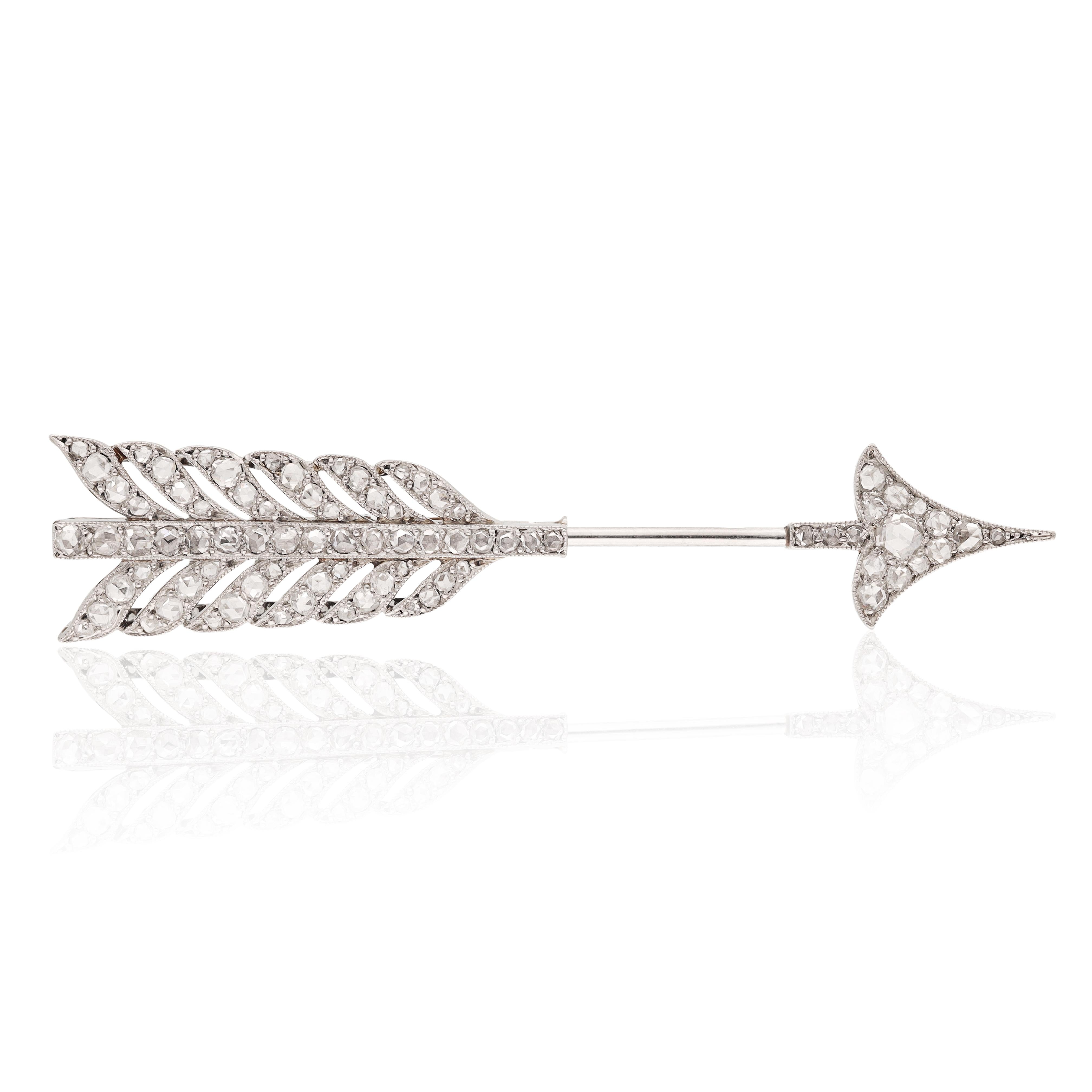 Cartier Platinum Diamond Arrow Brooch