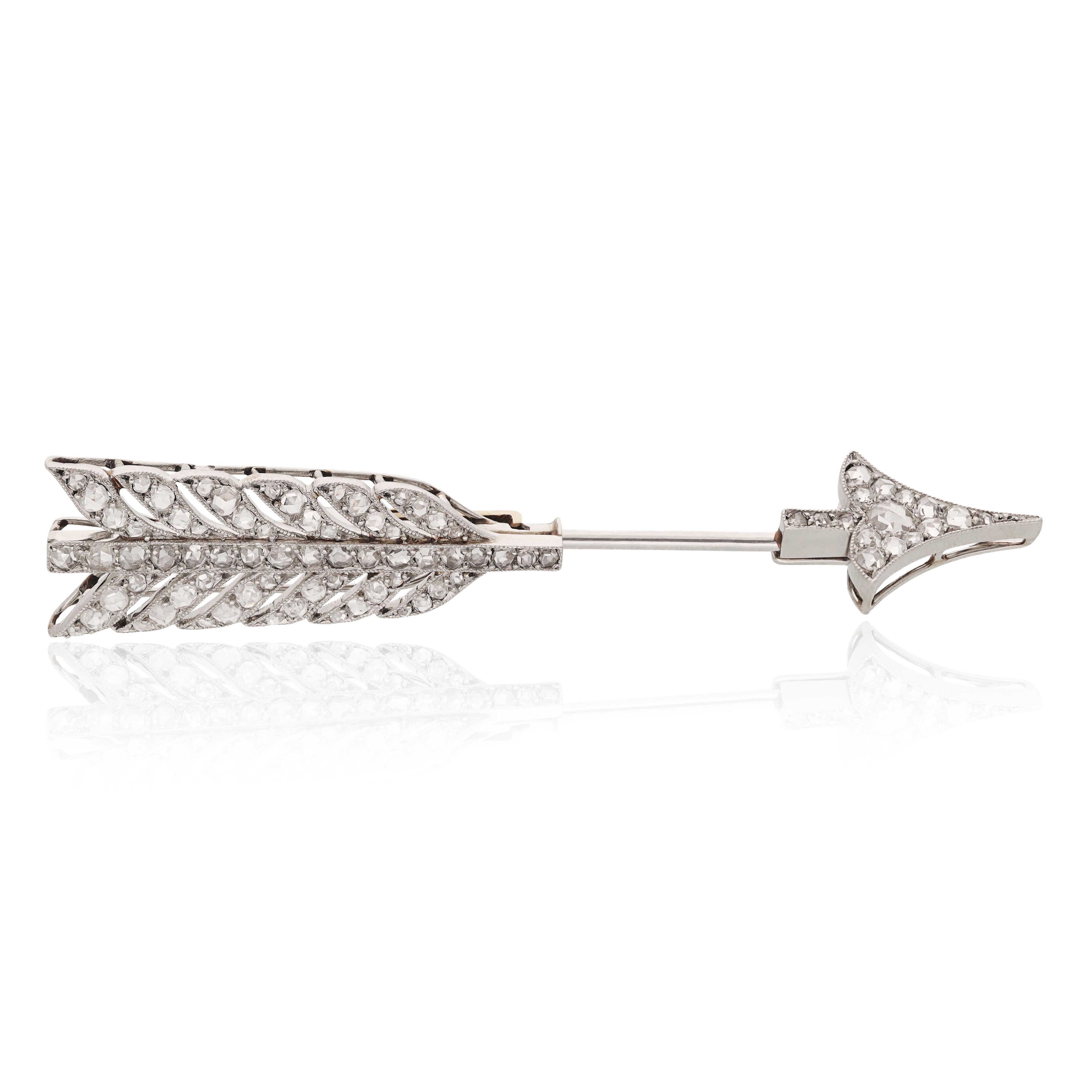 Cartier Platinum Diamond Arrow Brooch