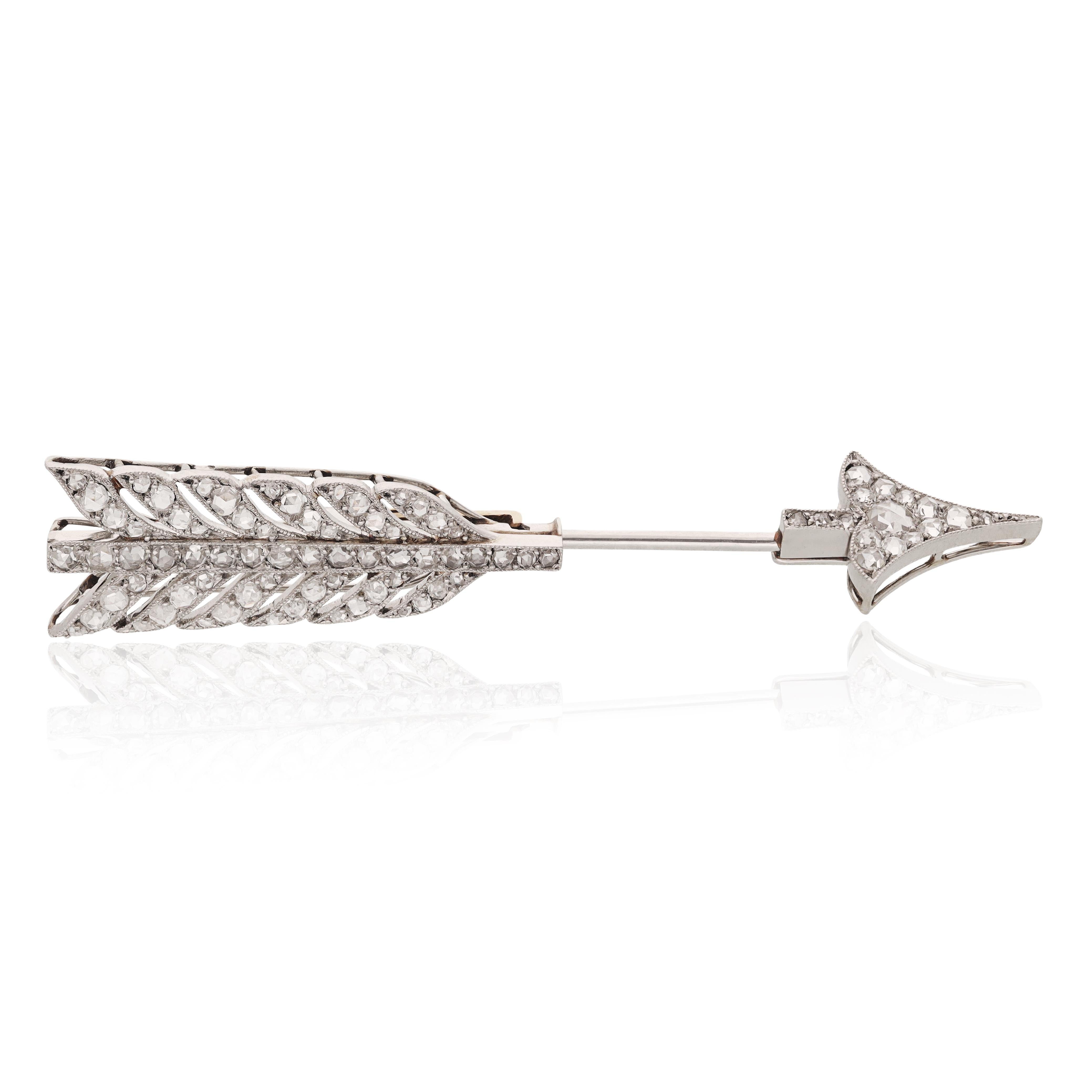 Cartier Platinum Diamond Arrow Brooch