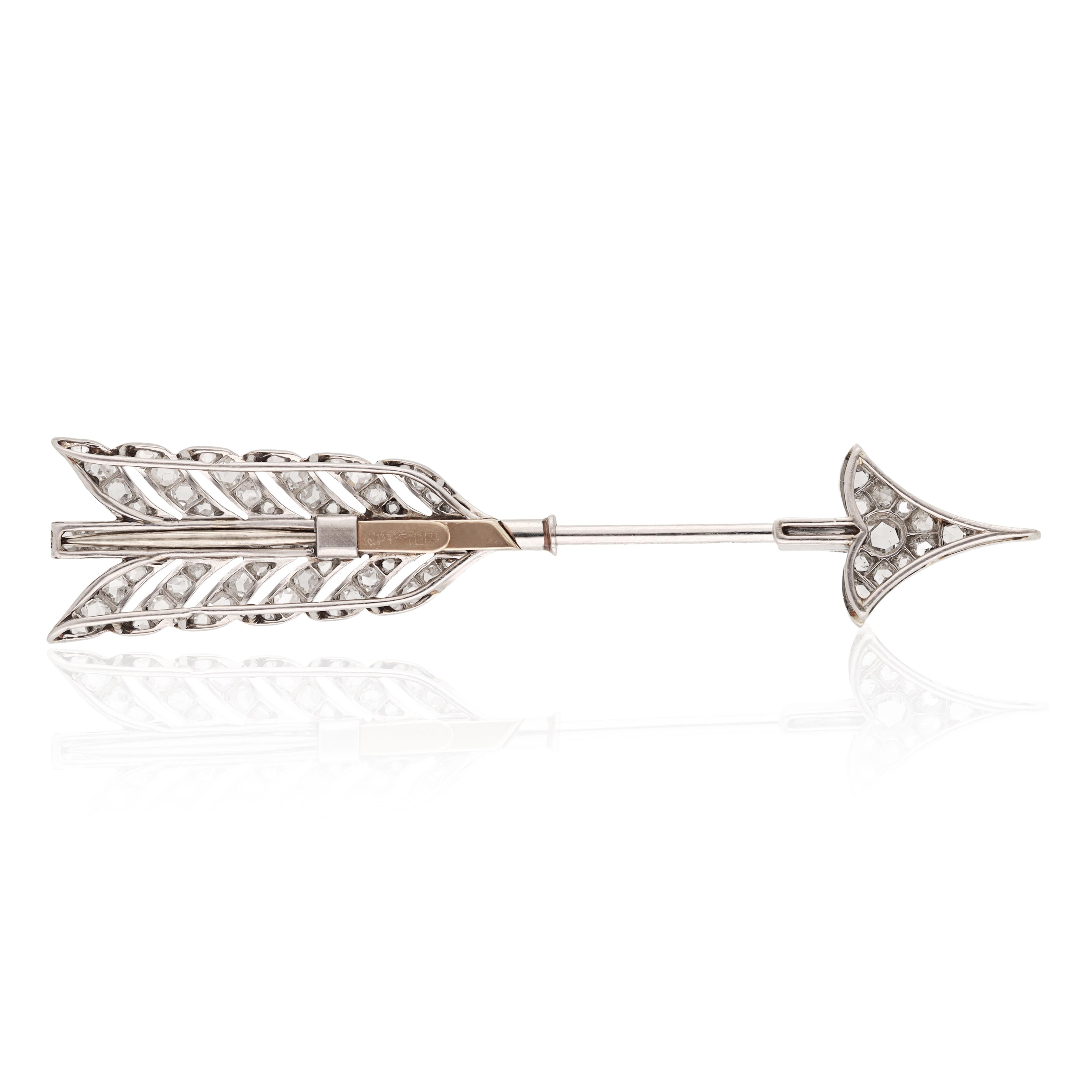 Cartier Platinum Diamond Arrow Brooch