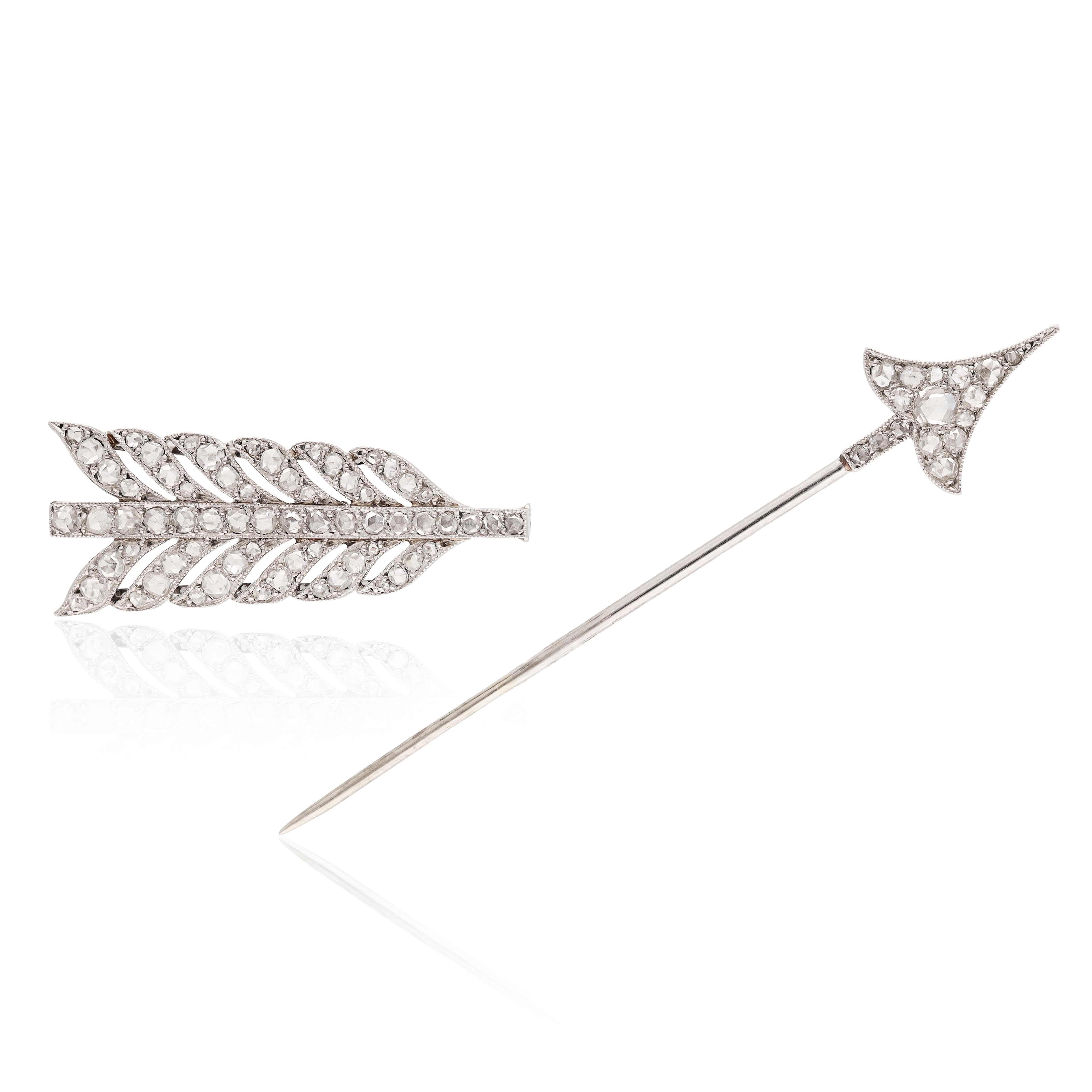 Cartier Platinum Diamond Arrow Brooch