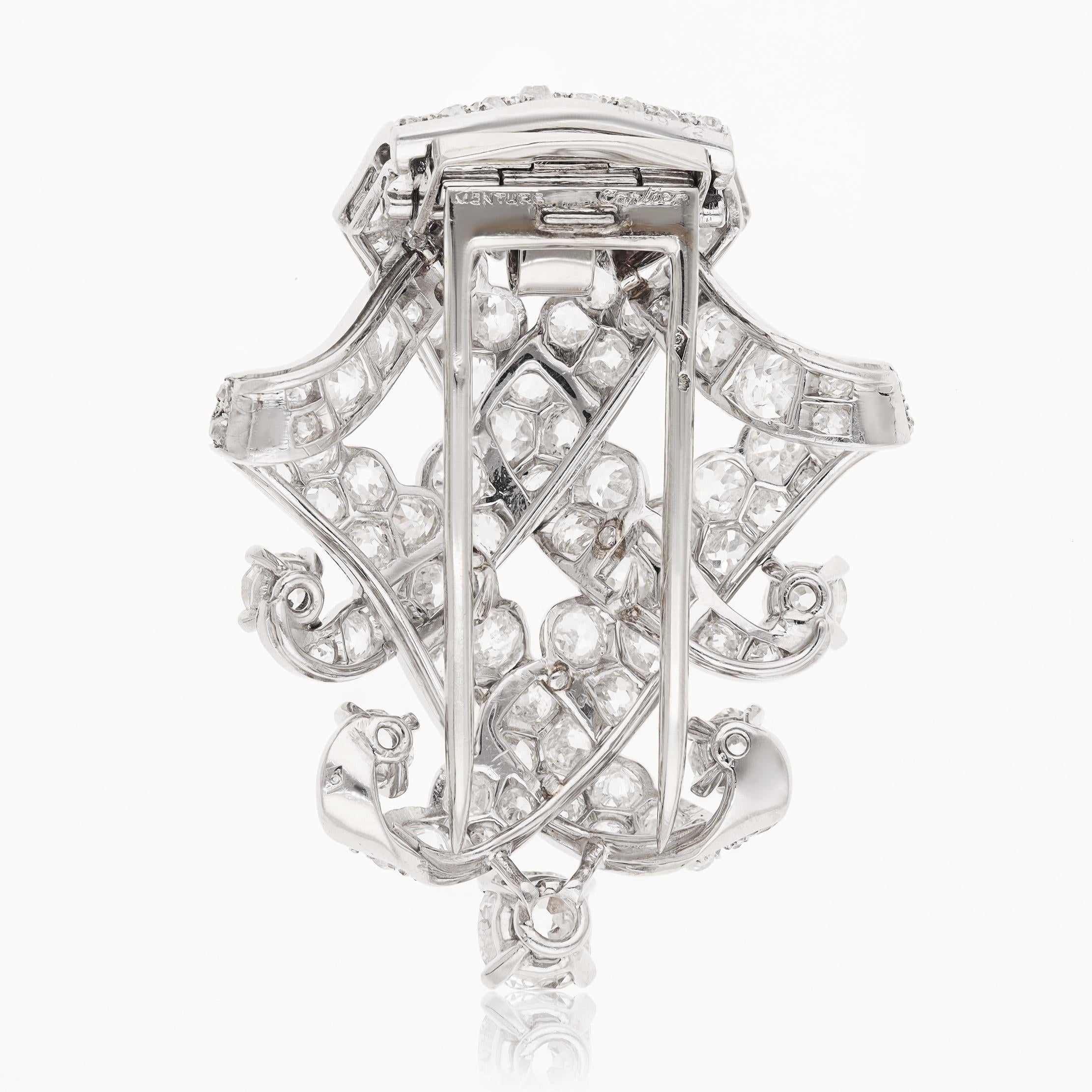 CARTIER Circa 1930s Platinum Diamond Brooch