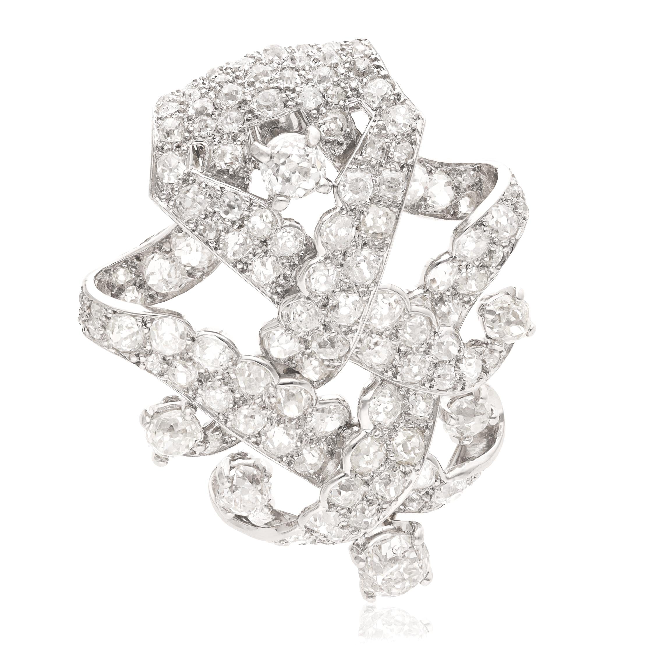 CARTIER Circa 1930s Platinum Diamond Brooch