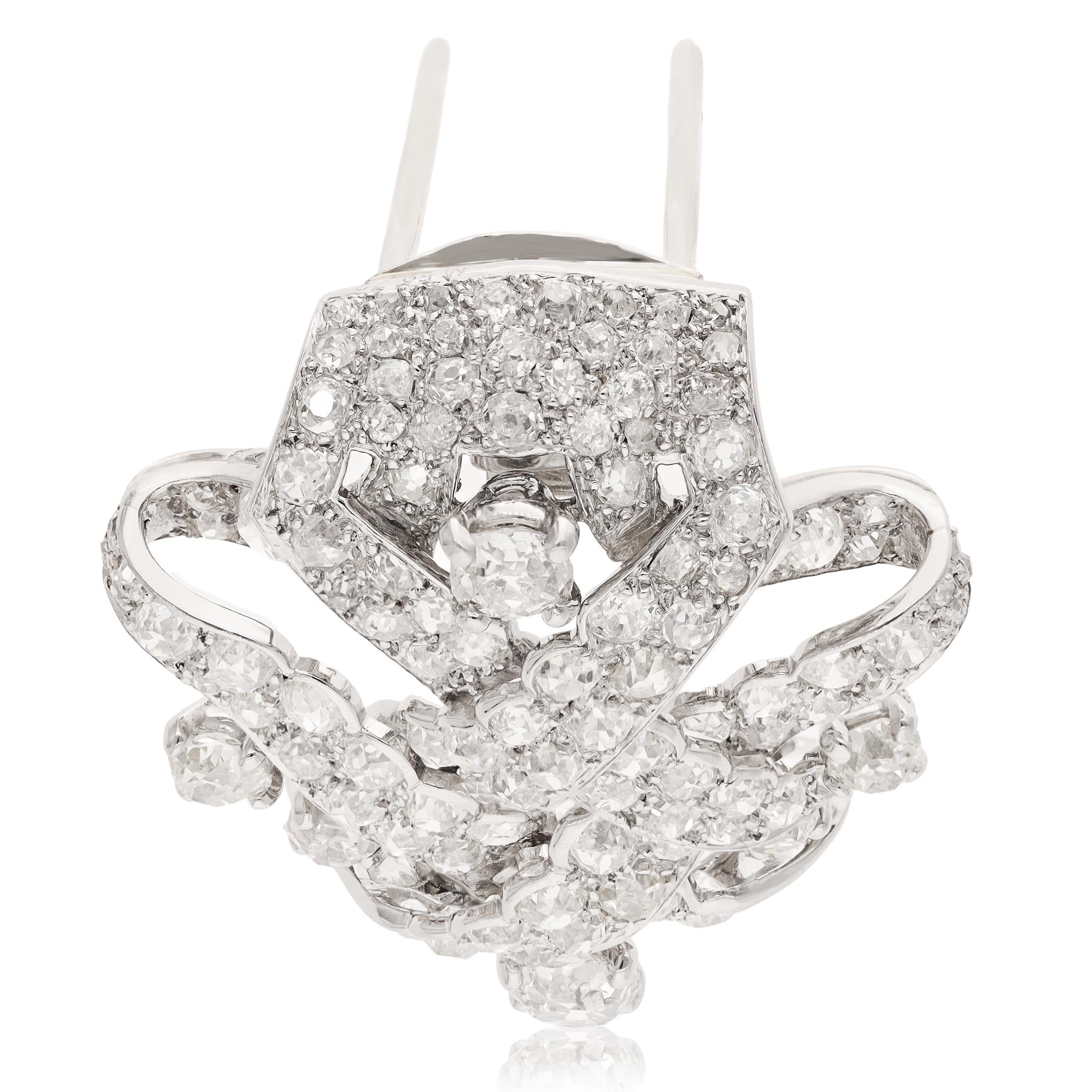 CARTIER Circa 1930s Platinum Diamond Brooch