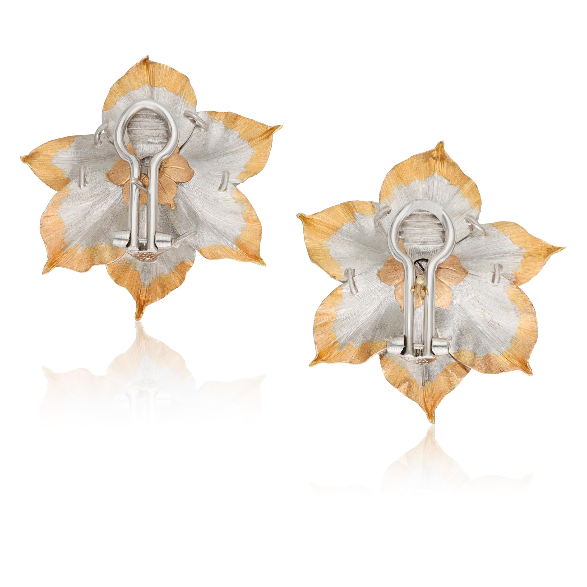 BUCCELLATI Diamond Blossom Collection Brooch and Ear Clips