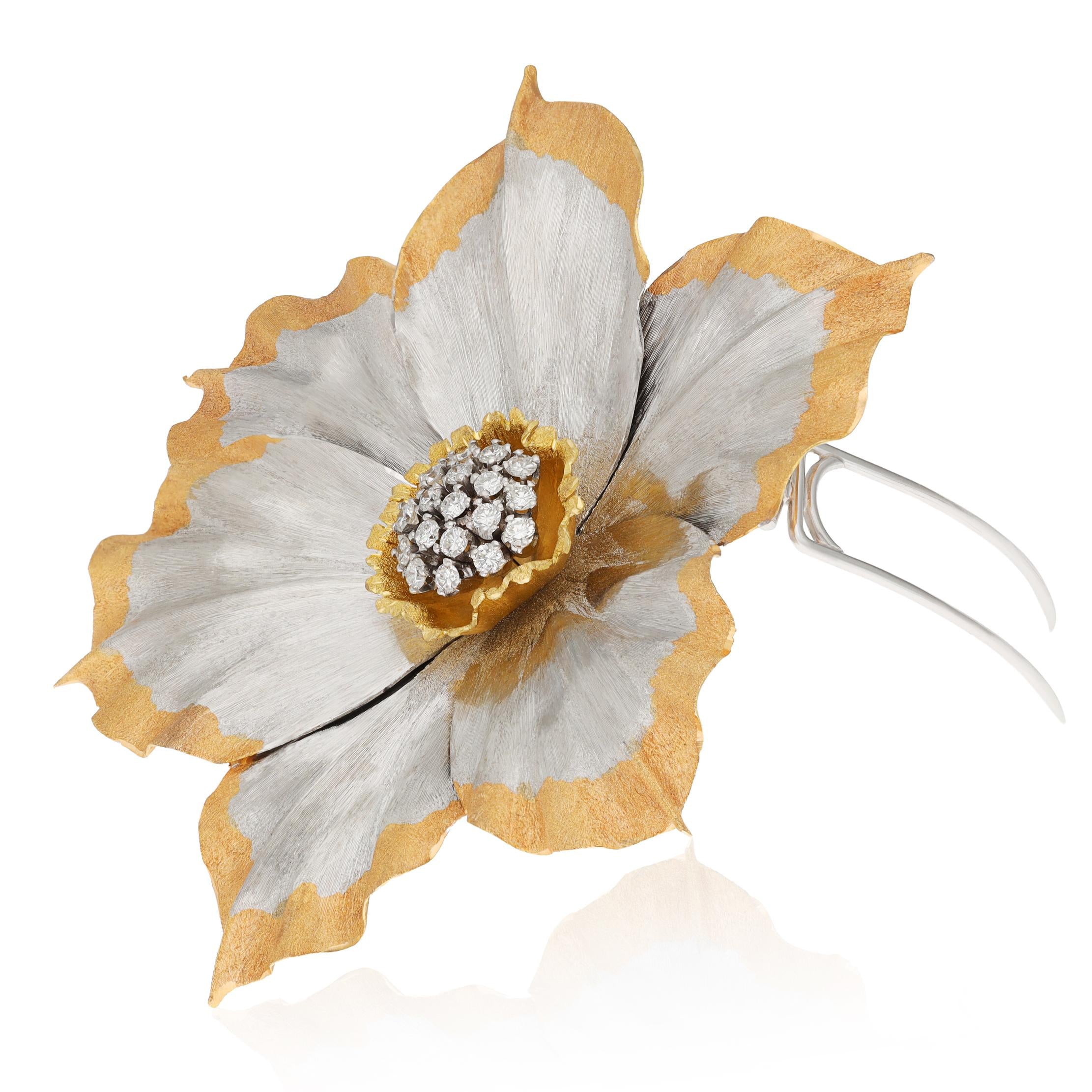 BUCCELLATI Diamond Blossom Collection Brooch and Ear Clips