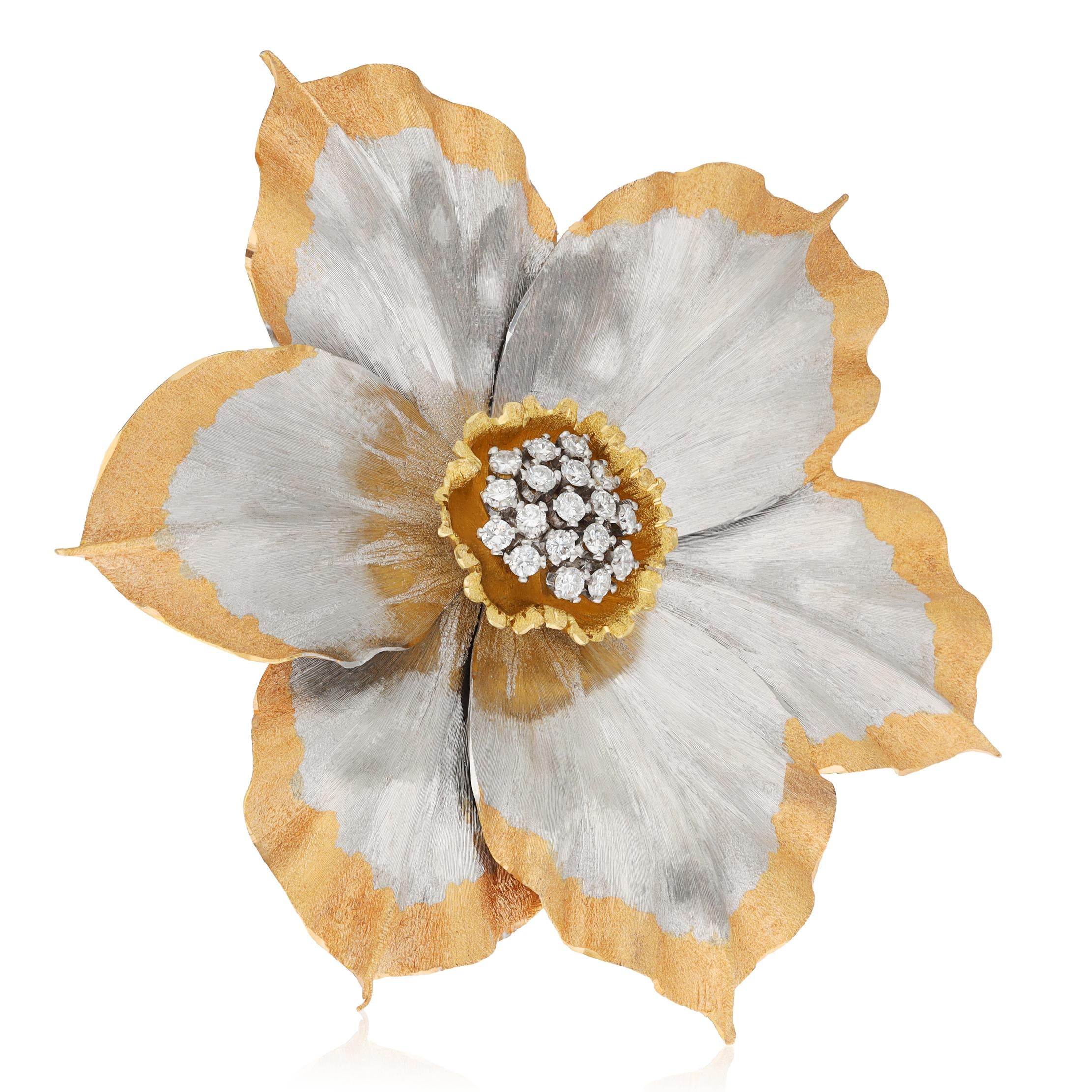 BUCCELLATI Diamond Blossom Collection Brooch and Ear Clips