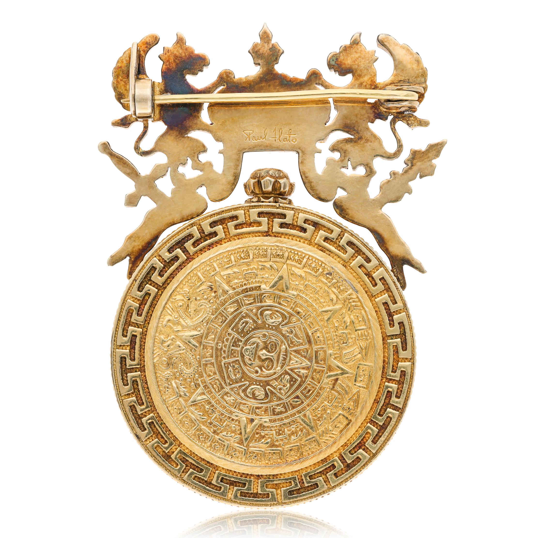 PAUL FLATO Imperio 18K Yellow Gold Mexicano Watch Brooch