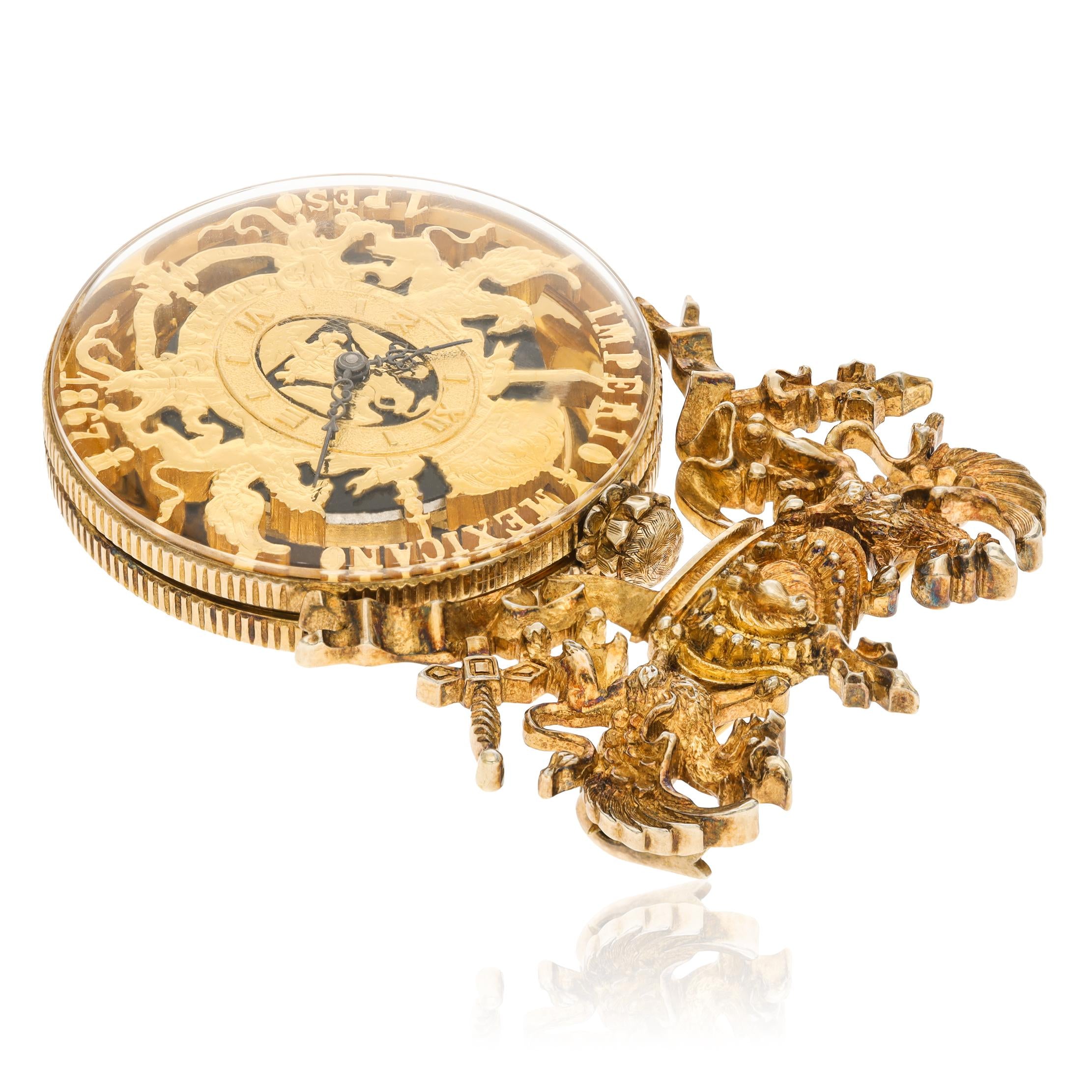 PAUL FLATO Imperio 18K Yellow Gold Mexicano Watch Brooch