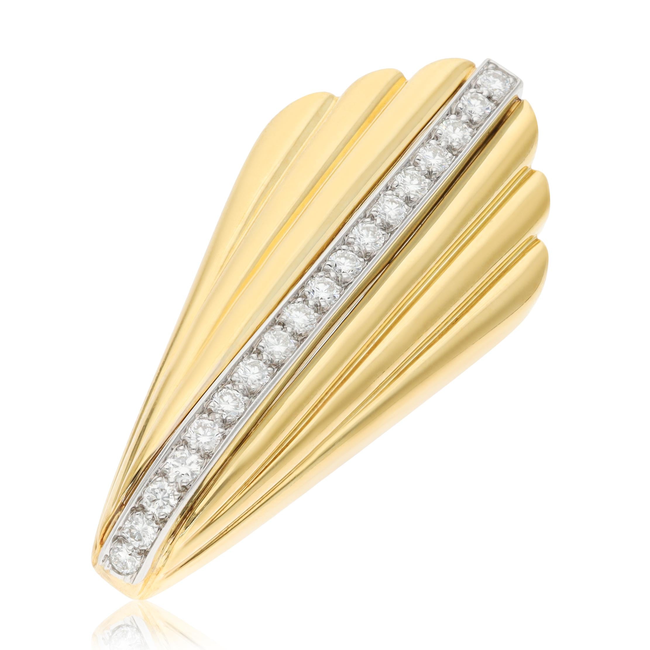 18K Two-Tone Gold and Diamond Brooch