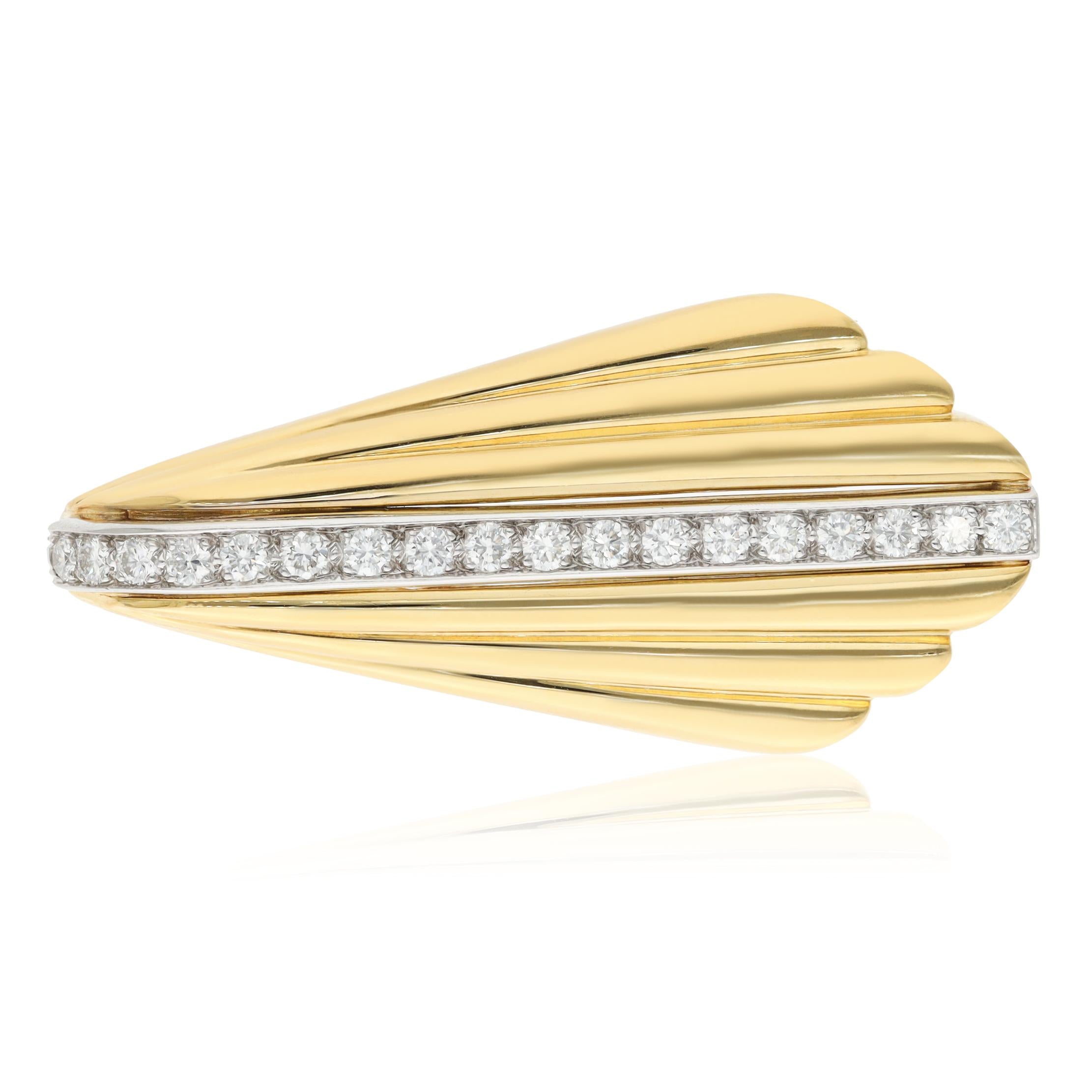 18K Two-Tone Gold and Diamond Brooch