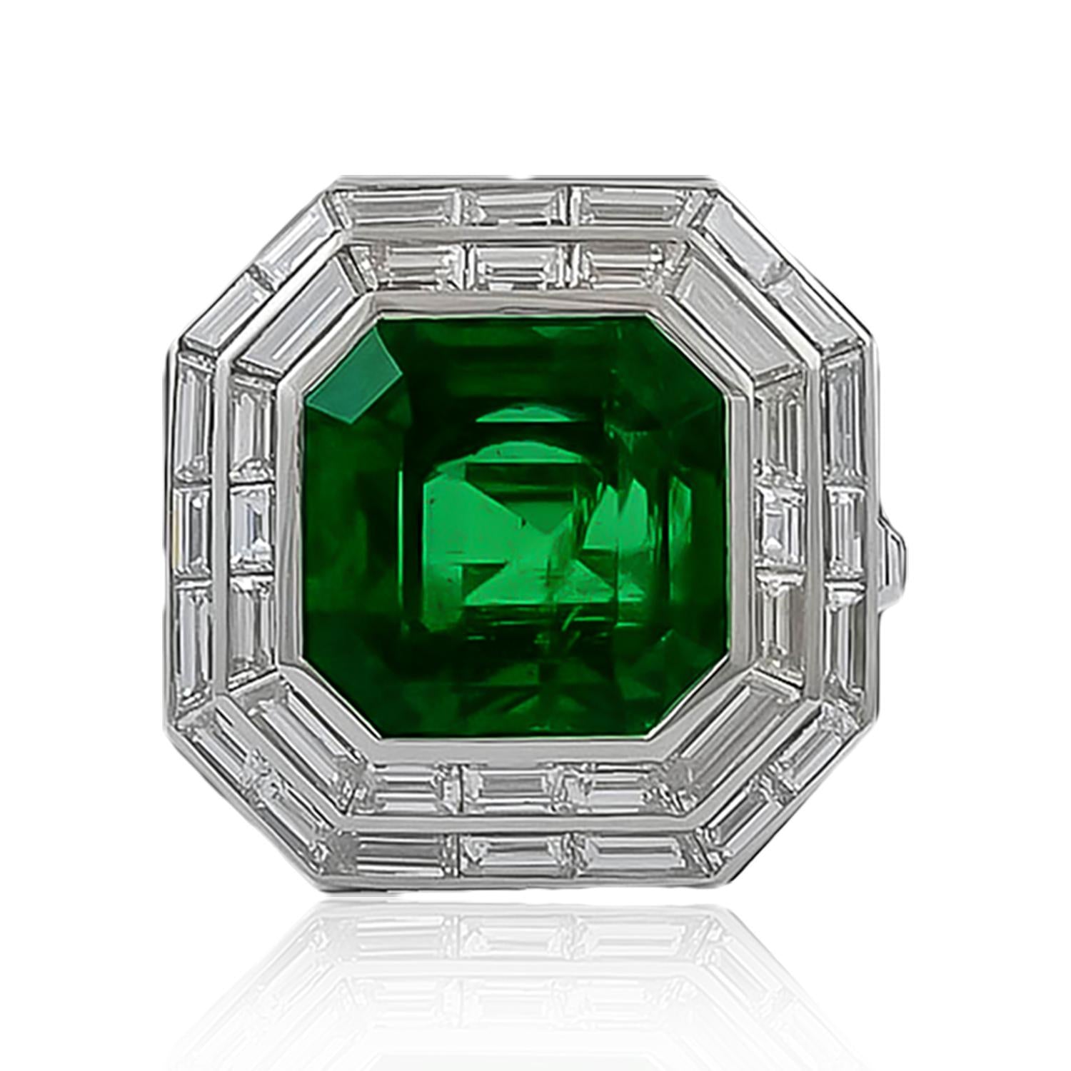 Platinum Colombian Emerald and Diamond Ring