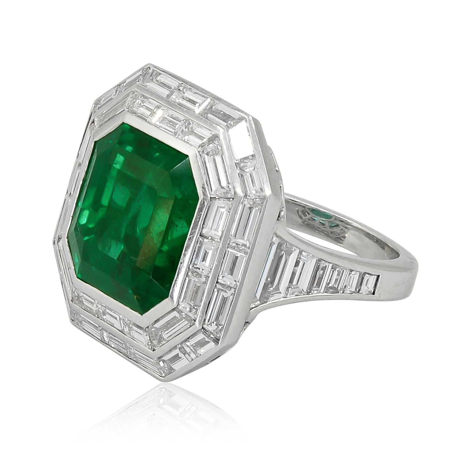 Platinum Colombian Emerald and Diamond Ring