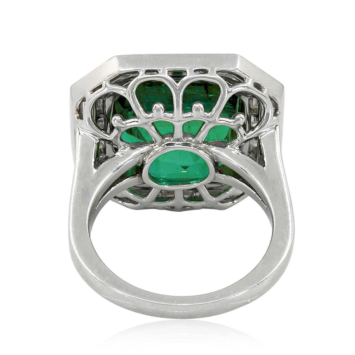 Platinum Colombian Emerald and Diamond Ring