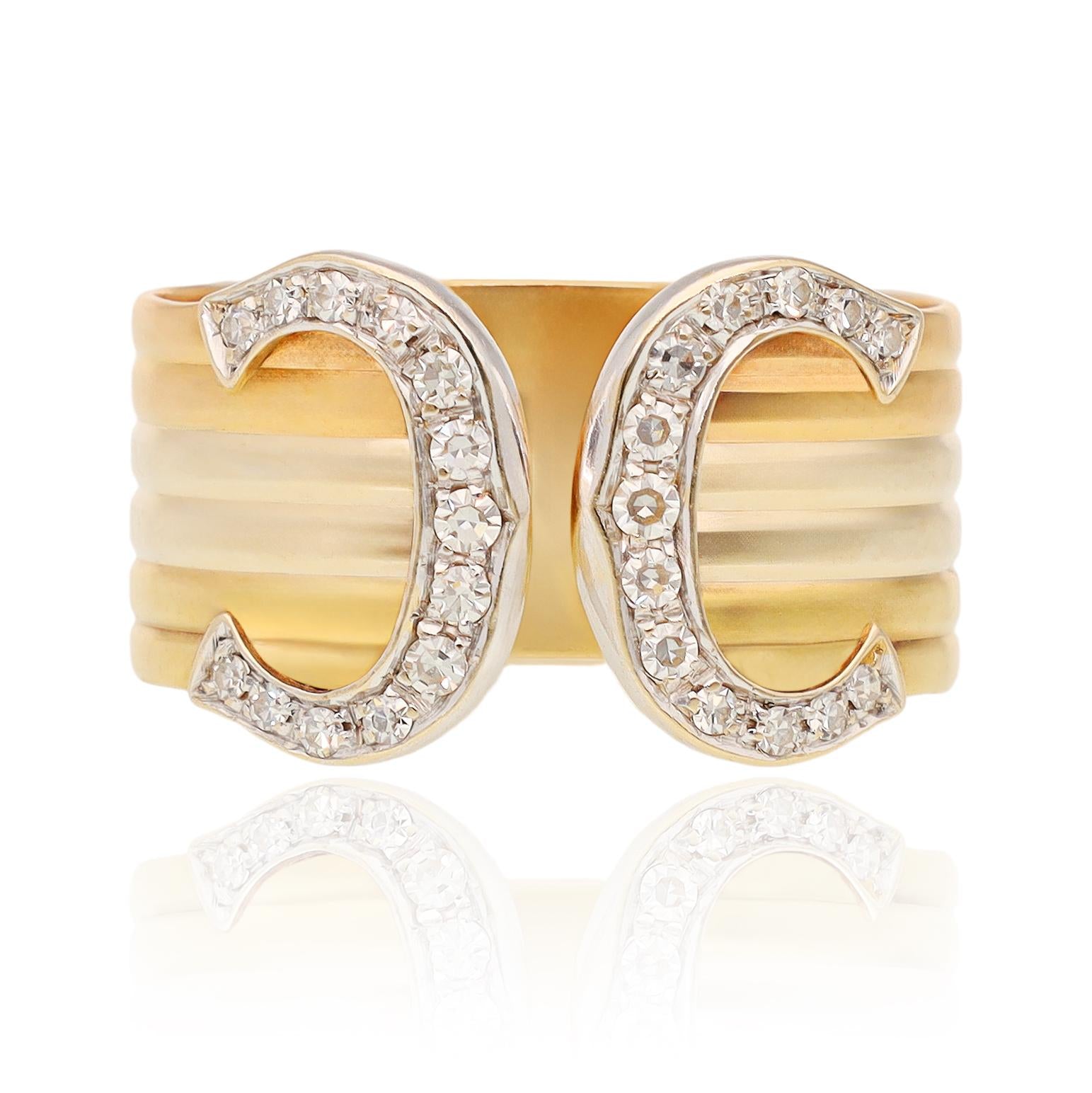 CARTIER Trinity Gold Double C Diamond Ring