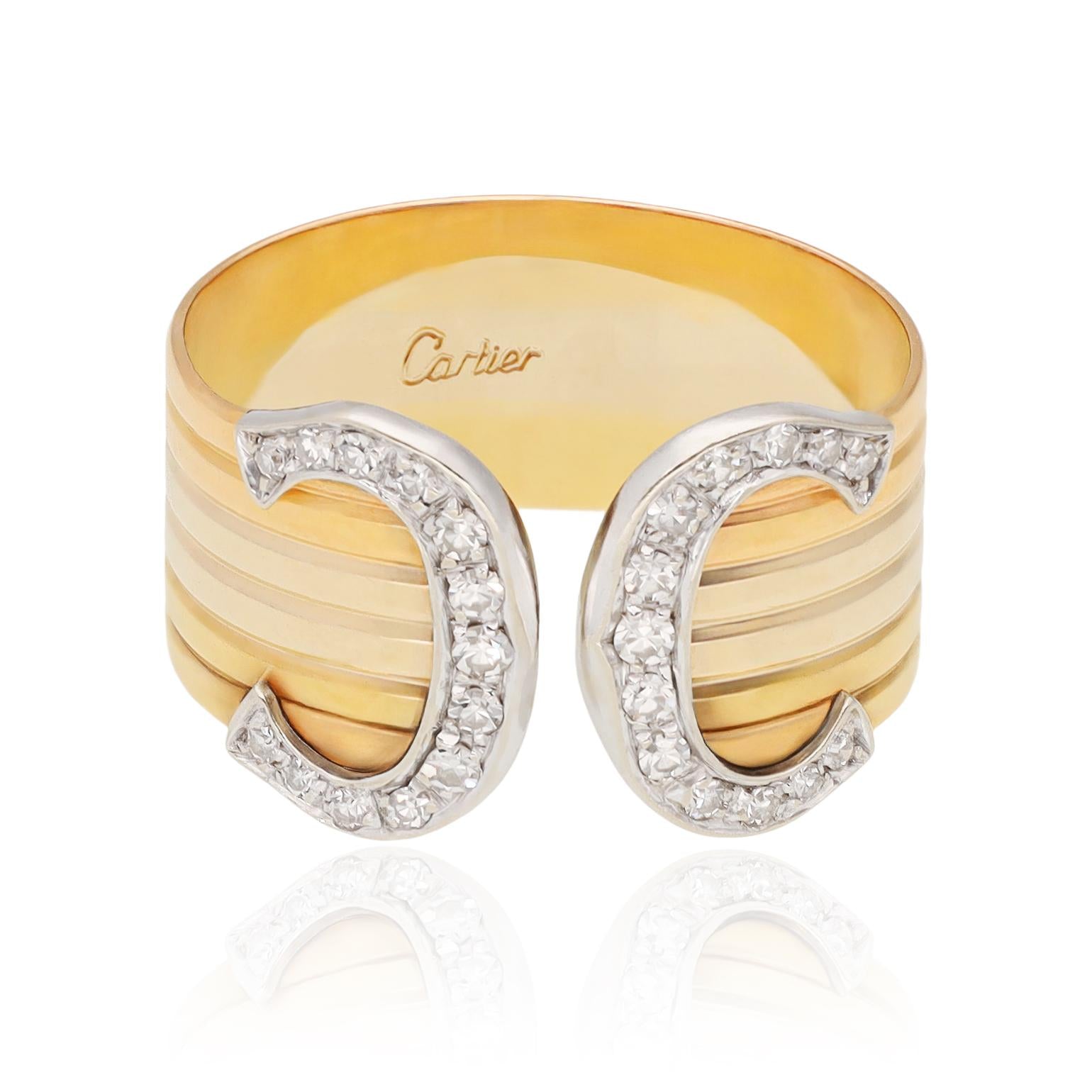CARTIER Trinity Gold Double C Diamond Ring