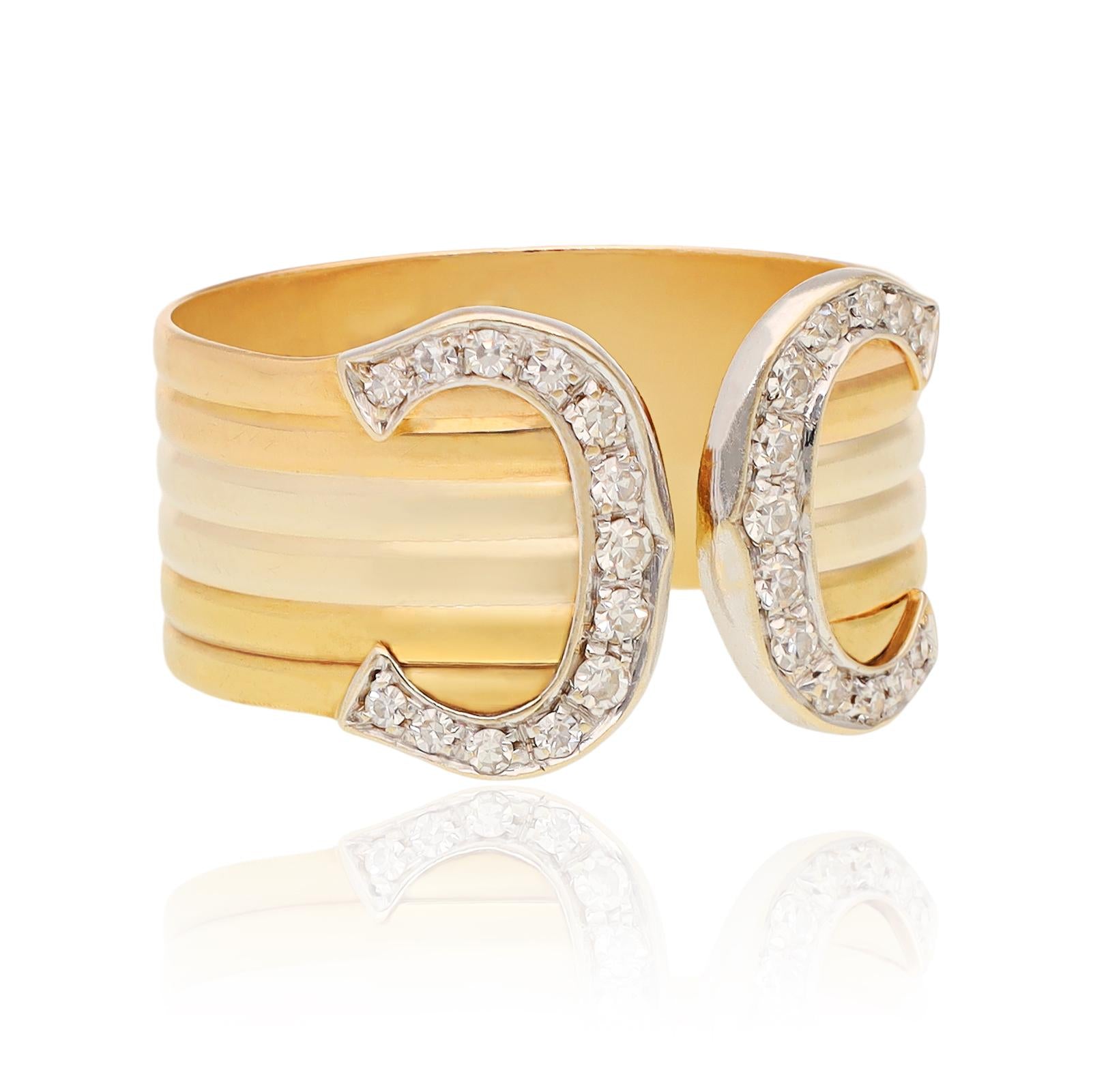 CARTIER Trinity Gold Double C Diamond Ring