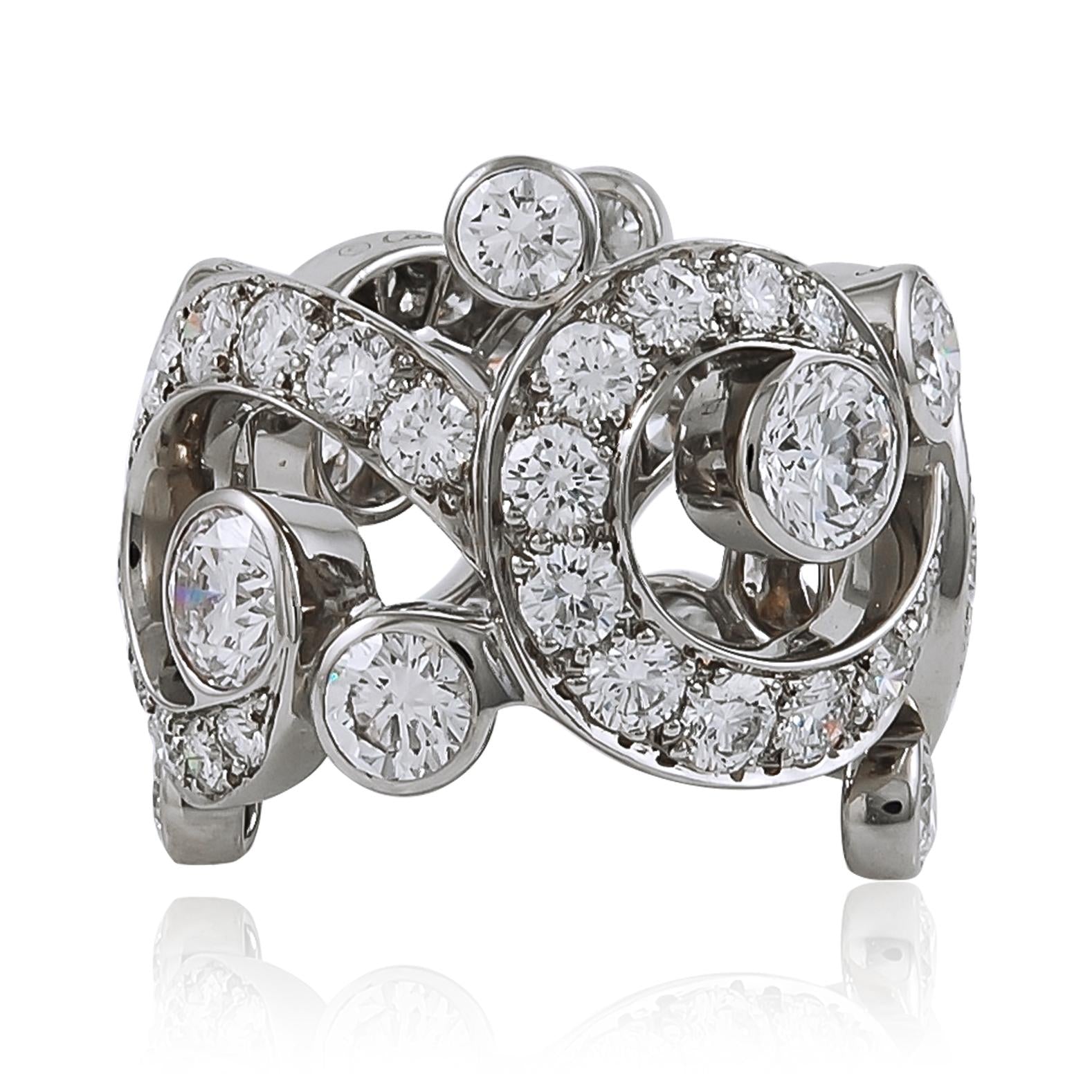 CARTIER Platinum Diamond Openwork “Boudoir” Ring