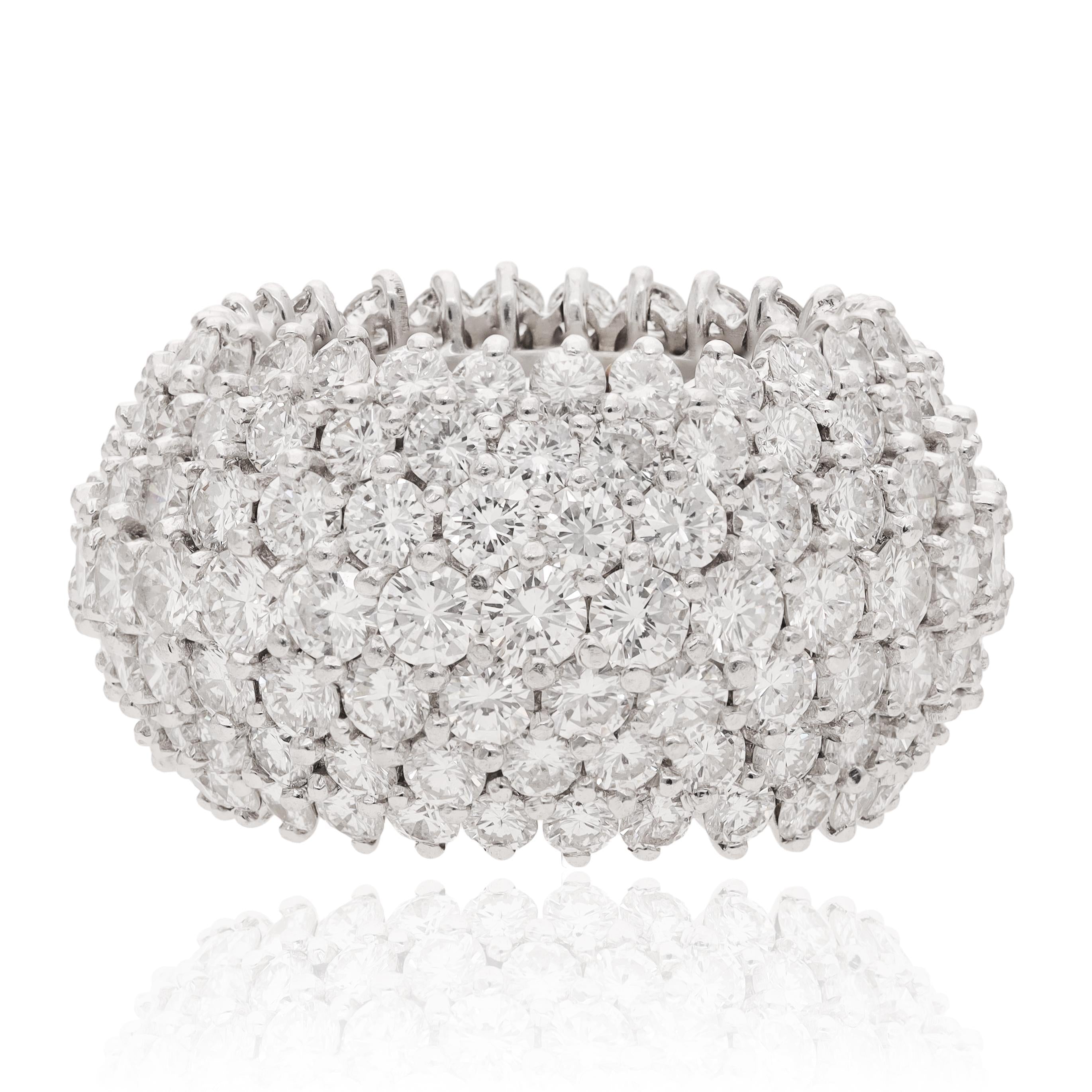 CARTIER Platinum Three Row Shared Prong Round Brilliant Diamond Eternity Band