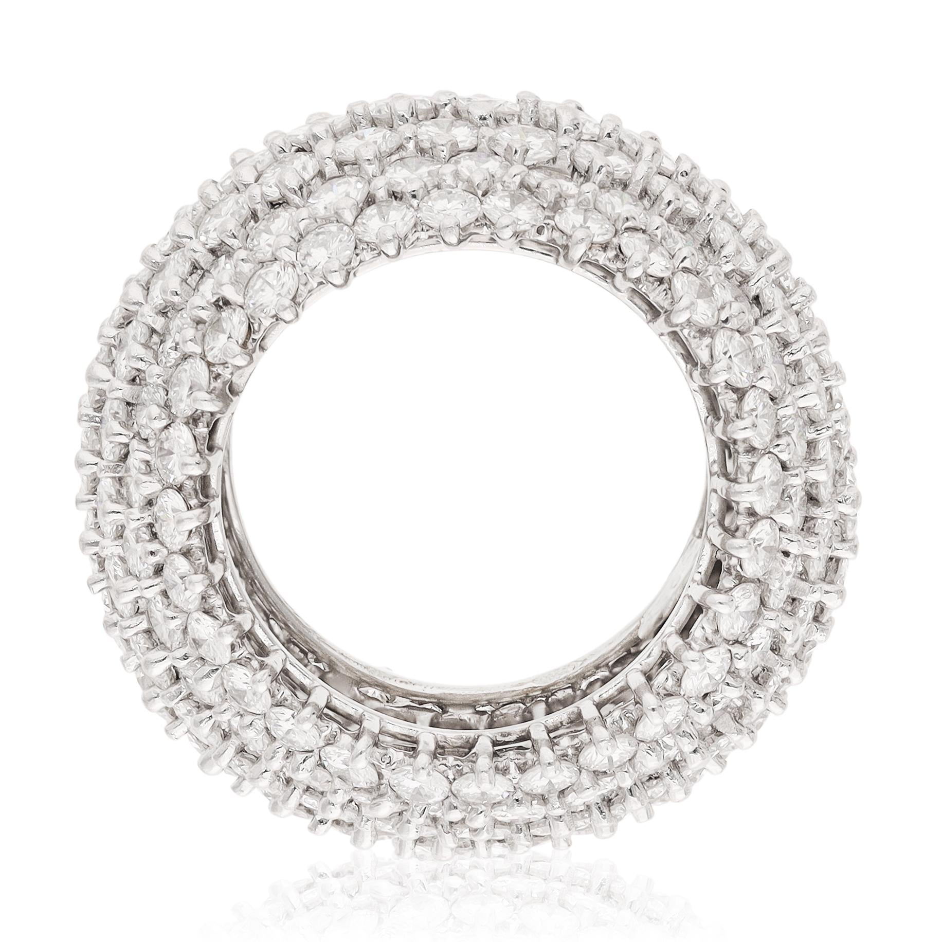 CARTIER Platinum Three Row Shared Prong Round Brilliant Diamond Eternity Band