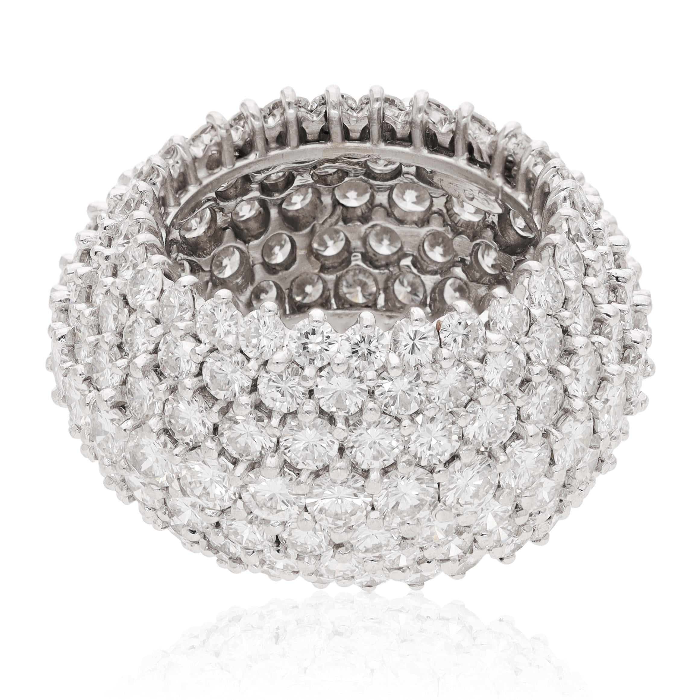 CARTIER Platinum Three Row Shared Prong Round Brilliant Diamond Eternity Band