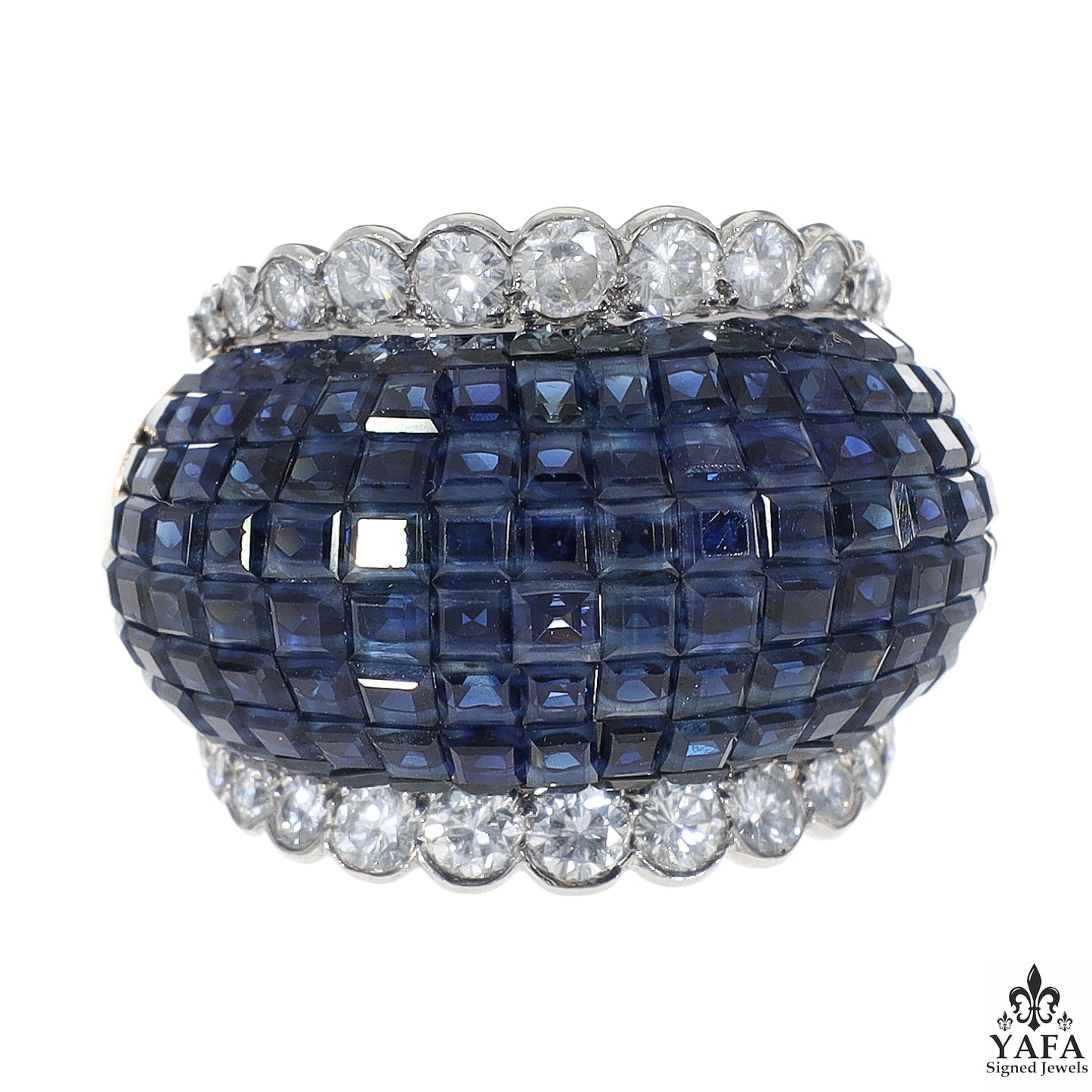 VAN CLEEF & ARPELS Invisibly Set Diamond Sapphire Boule Ring