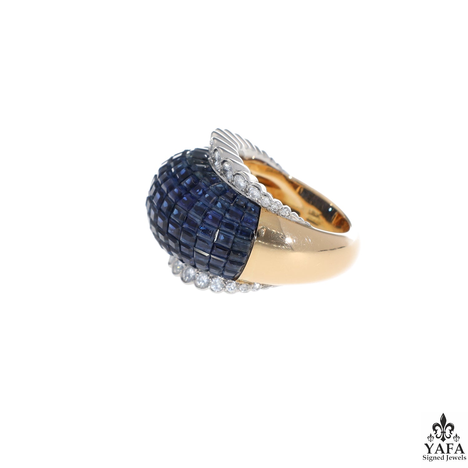 VAN CLEEF & ARPELS Invisibly Set Diamond Sapphire Boule Ring