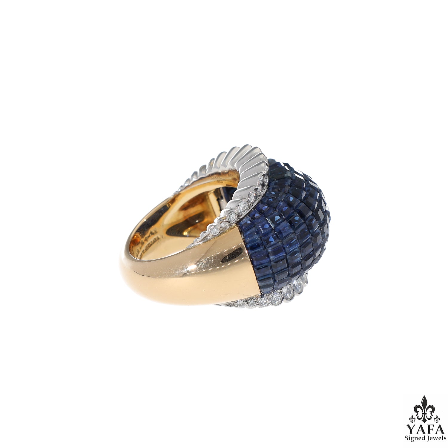 VAN CLEEF & ARPELS Invisibly Set Diamond Sapphire Boule Ring