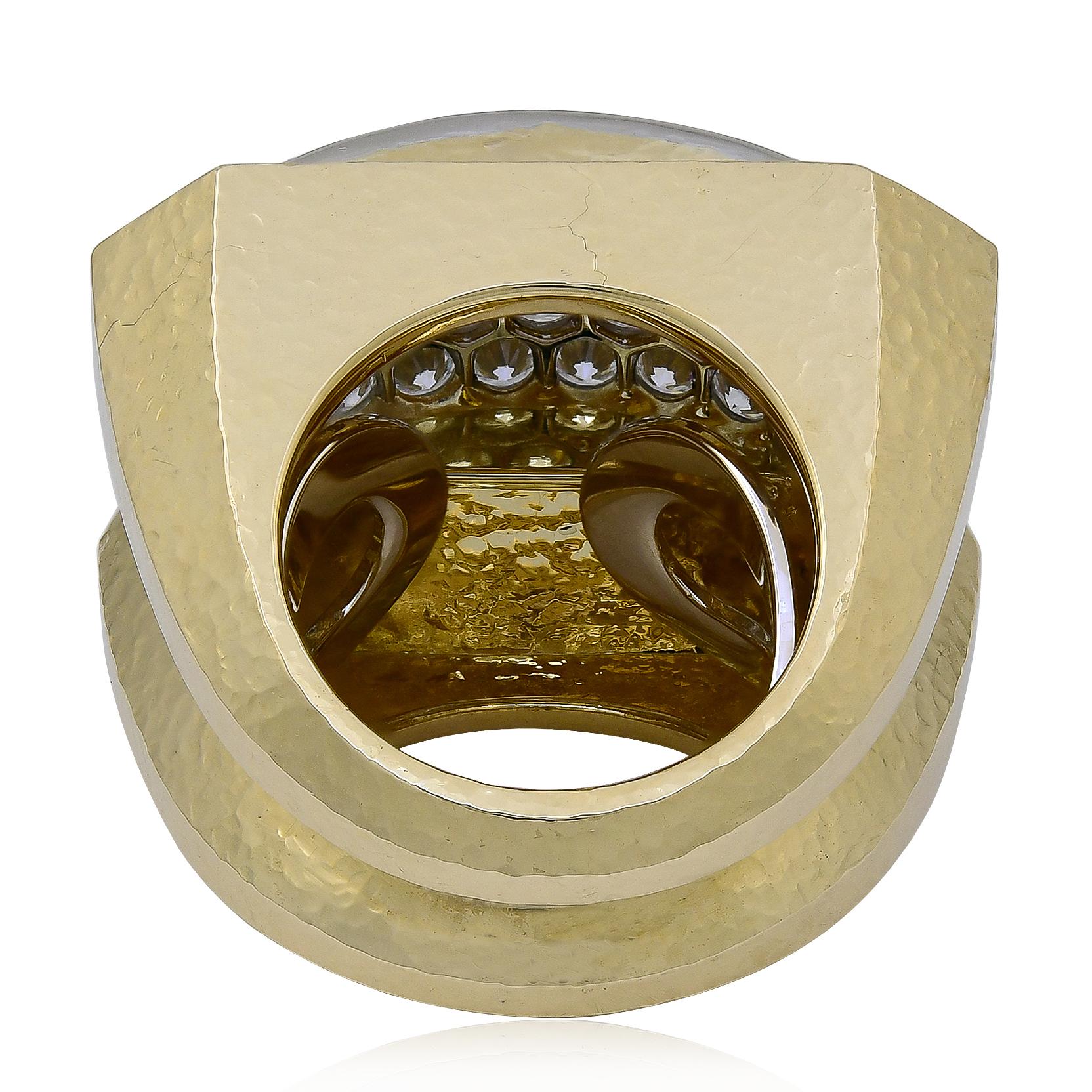 DAVID WEBB Platinum & 18K Yellow Gold Diamond "Overpass" Ring