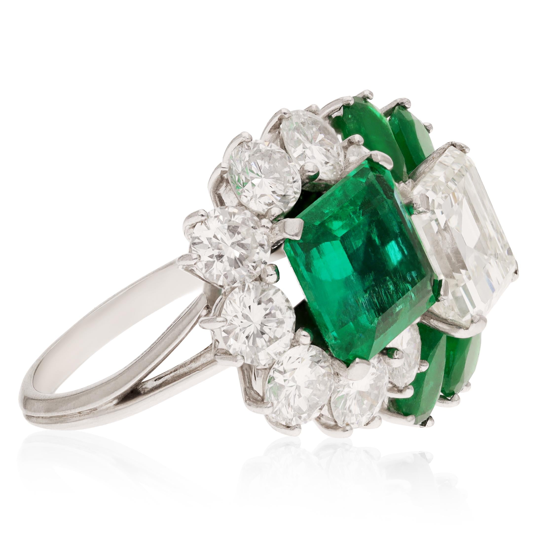 Platinum, Diamond and Emerald Toi ET Moi Ring