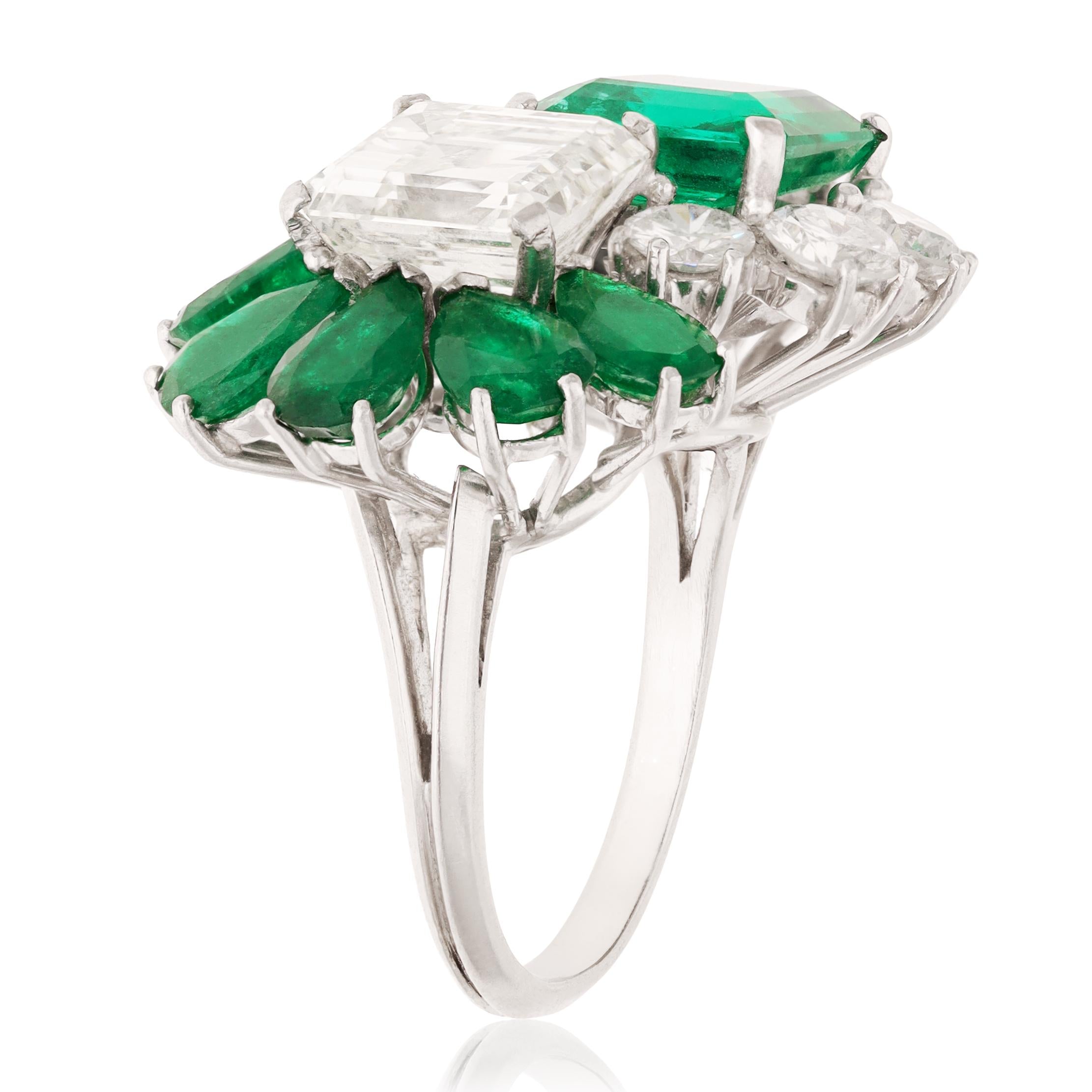 Platinum, Diamond and Emerald Toi ET Moi Ring